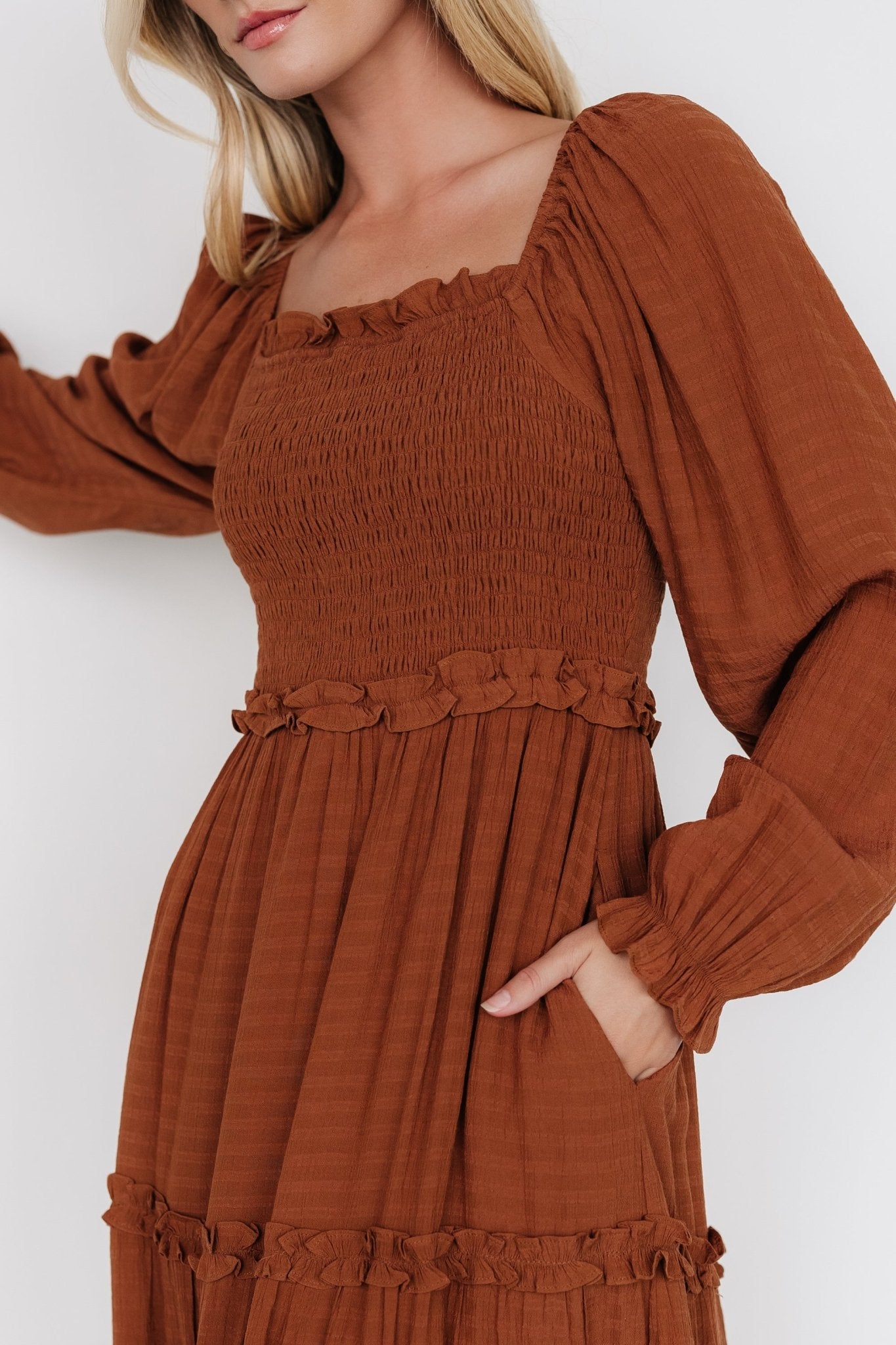 Rowan Tiered Dress | Warm Brown 100% Original Sale Online