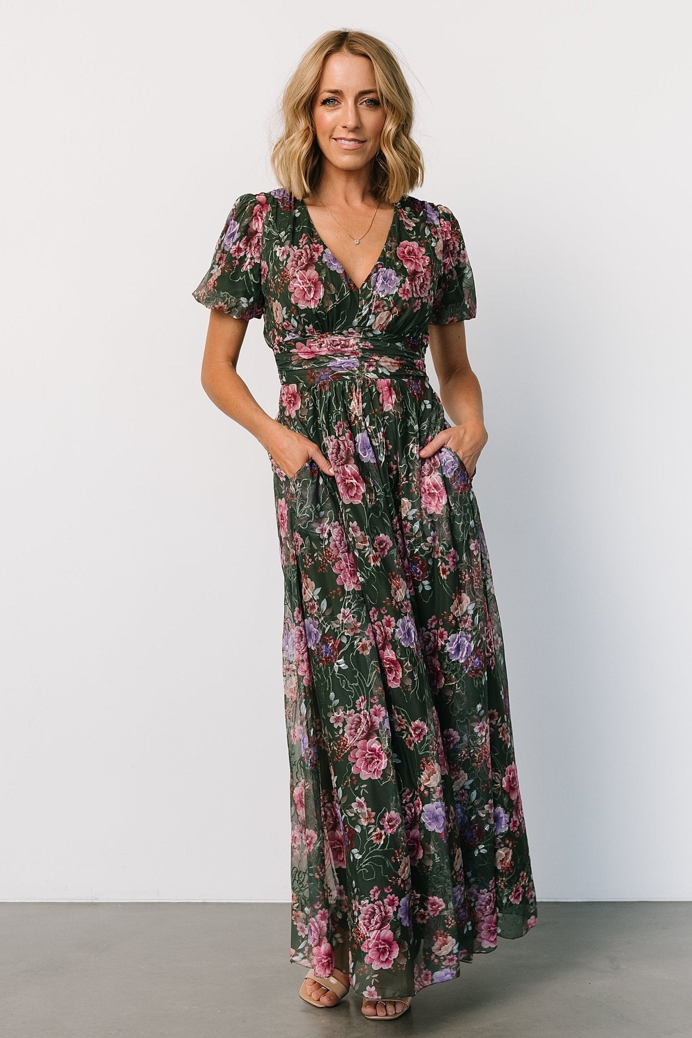 Ardley Maxi Dress | Green + Pink Floral View Cheap Online