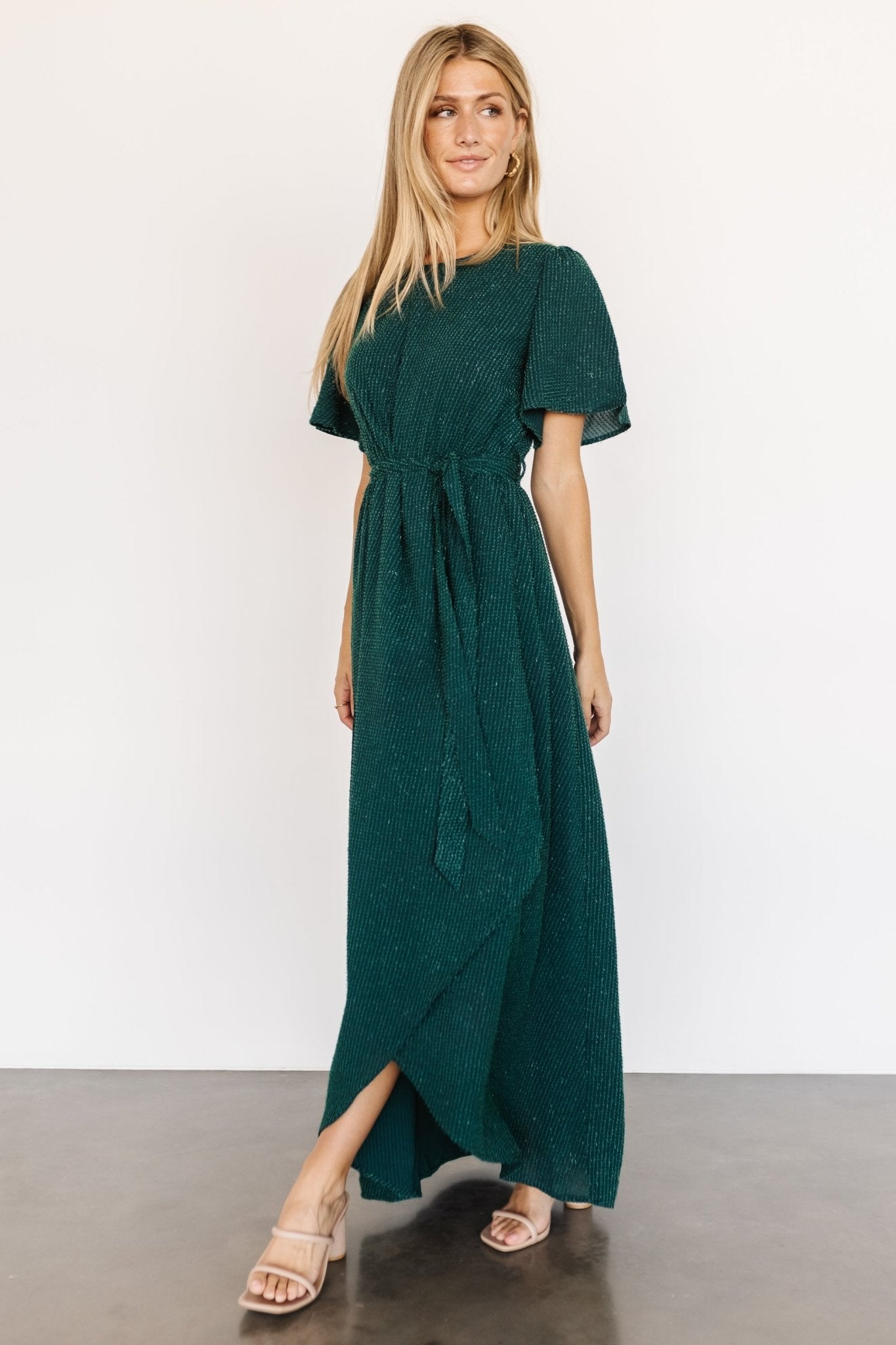 McCall Textured Maxi Dress | Dark Green Outlet 100% Original