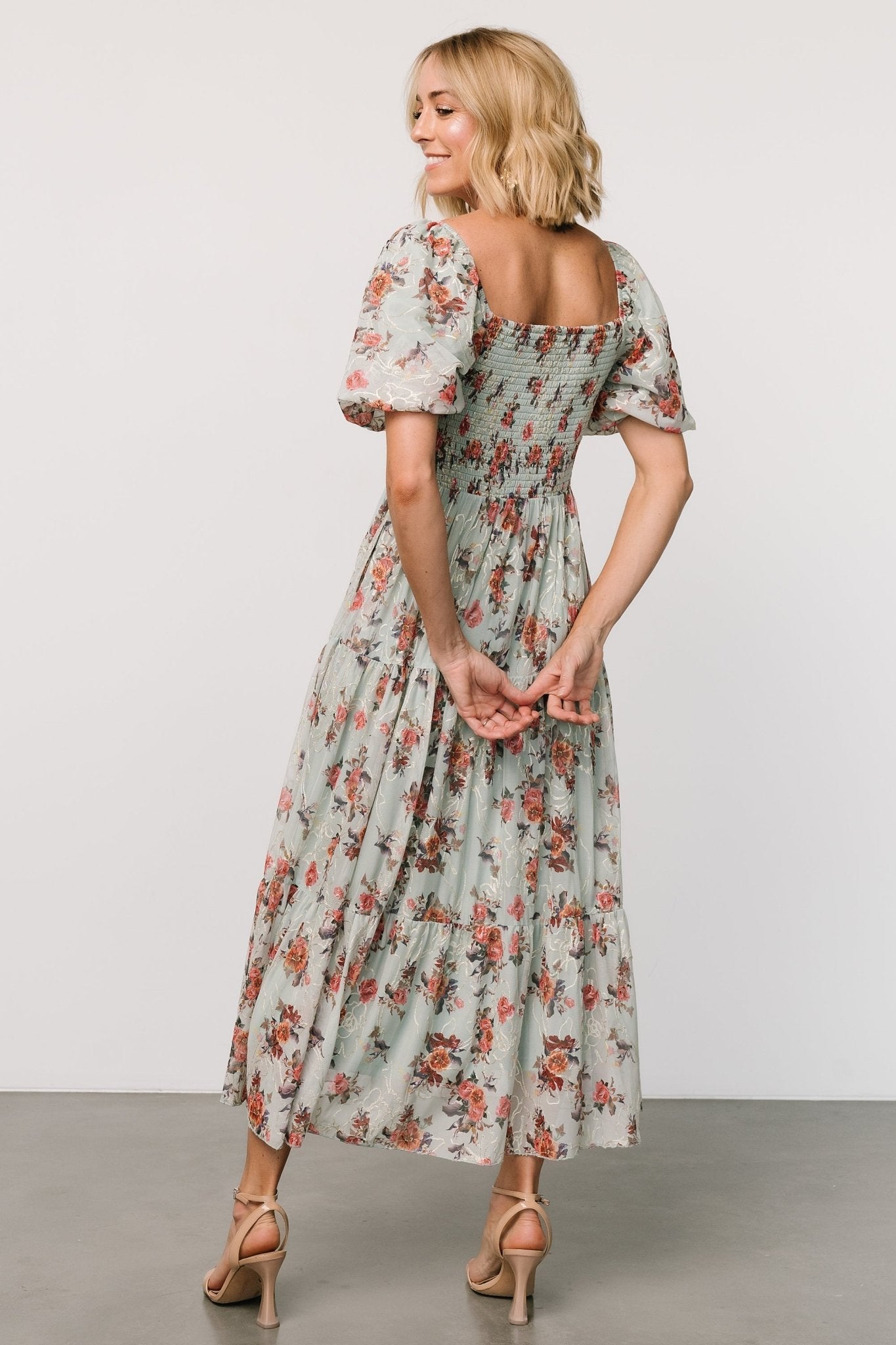 Annabeth Midi Dress | Eucalyptus Floral Clearance With Mastercard