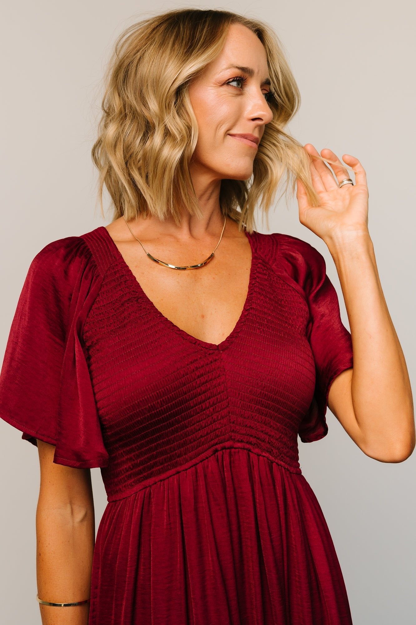 Lovell Smocked Midi Dress | Wine For Sale For Sale