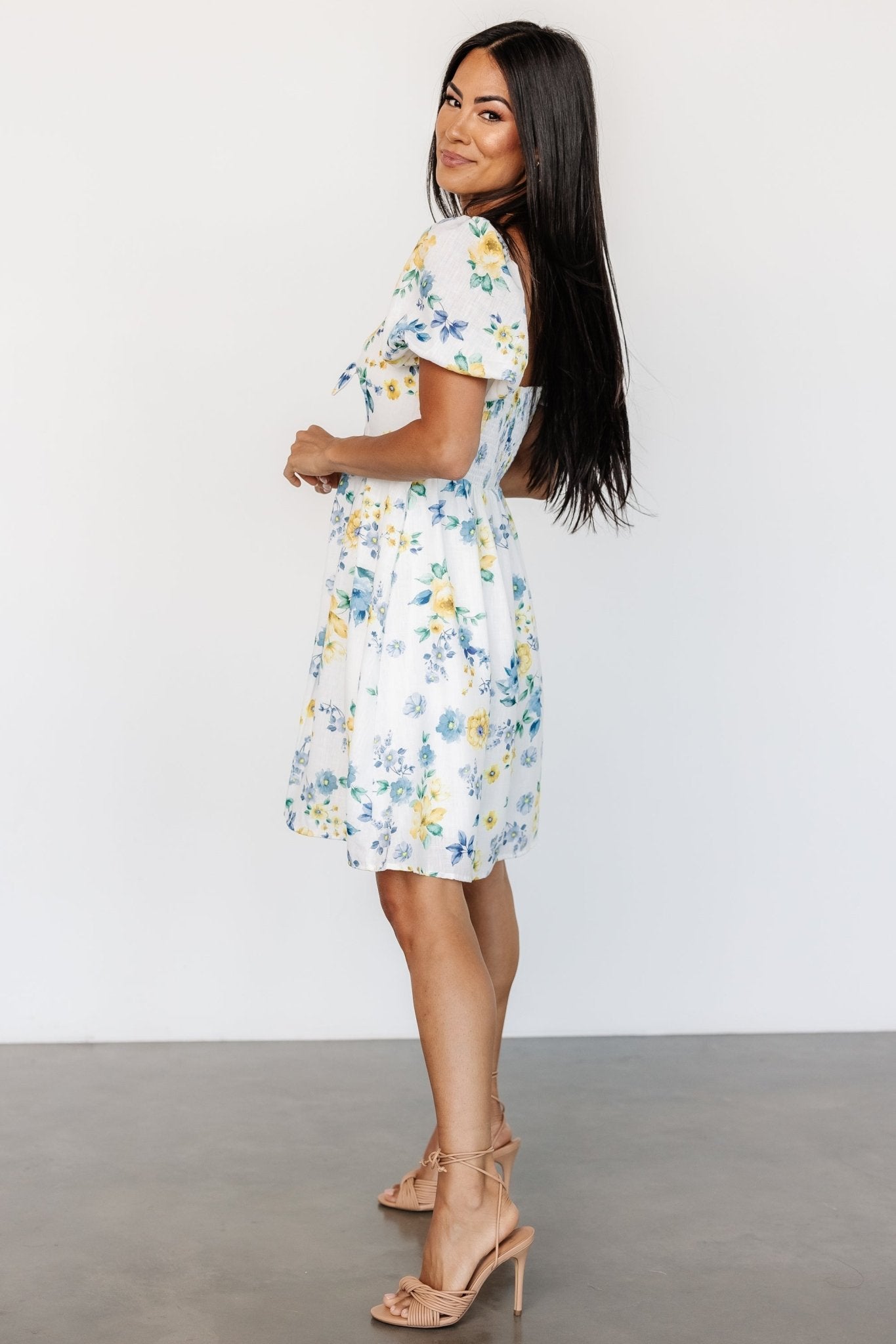 Clarette Short Dress | White Floral Enjoy Online