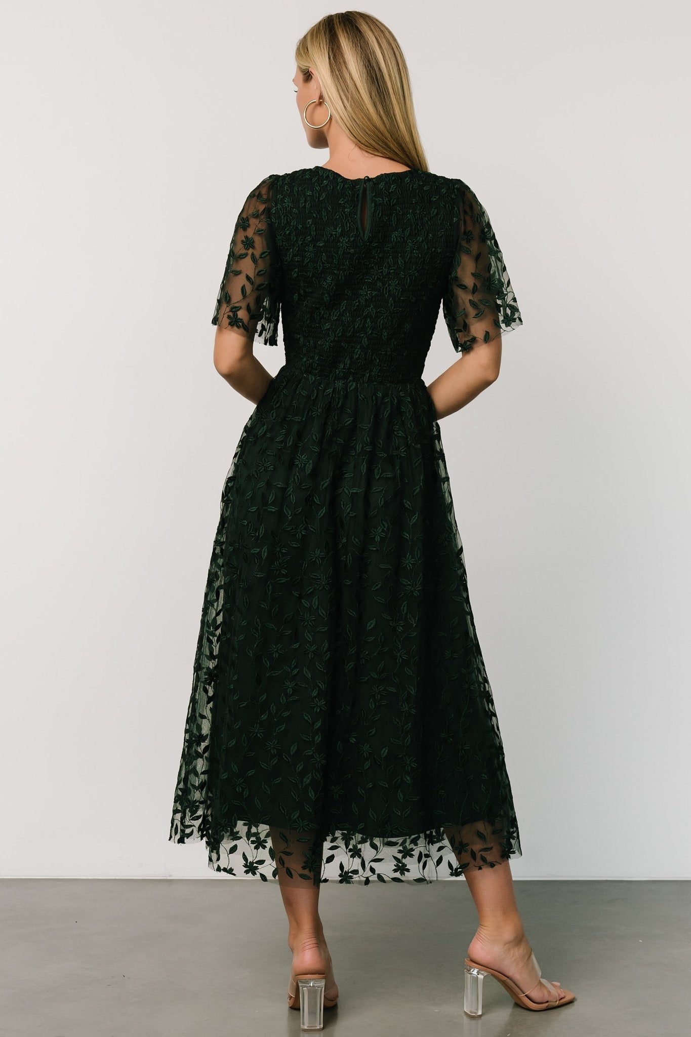 Kendra Embroidered Dress | Dark Green With Paypal Online