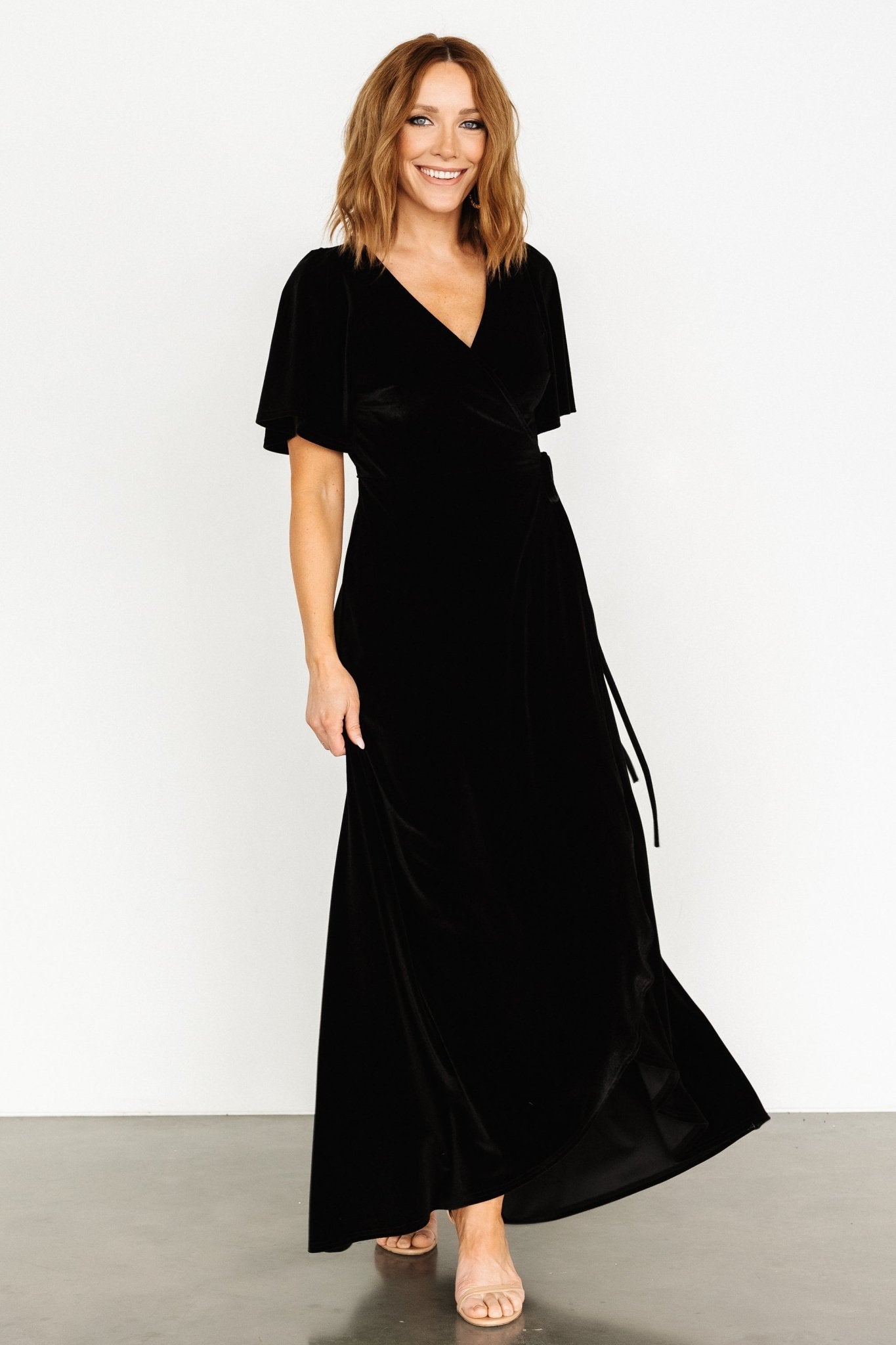 Katelyn Velvet Maxi Wrap Dress | Black Sale Best Pices