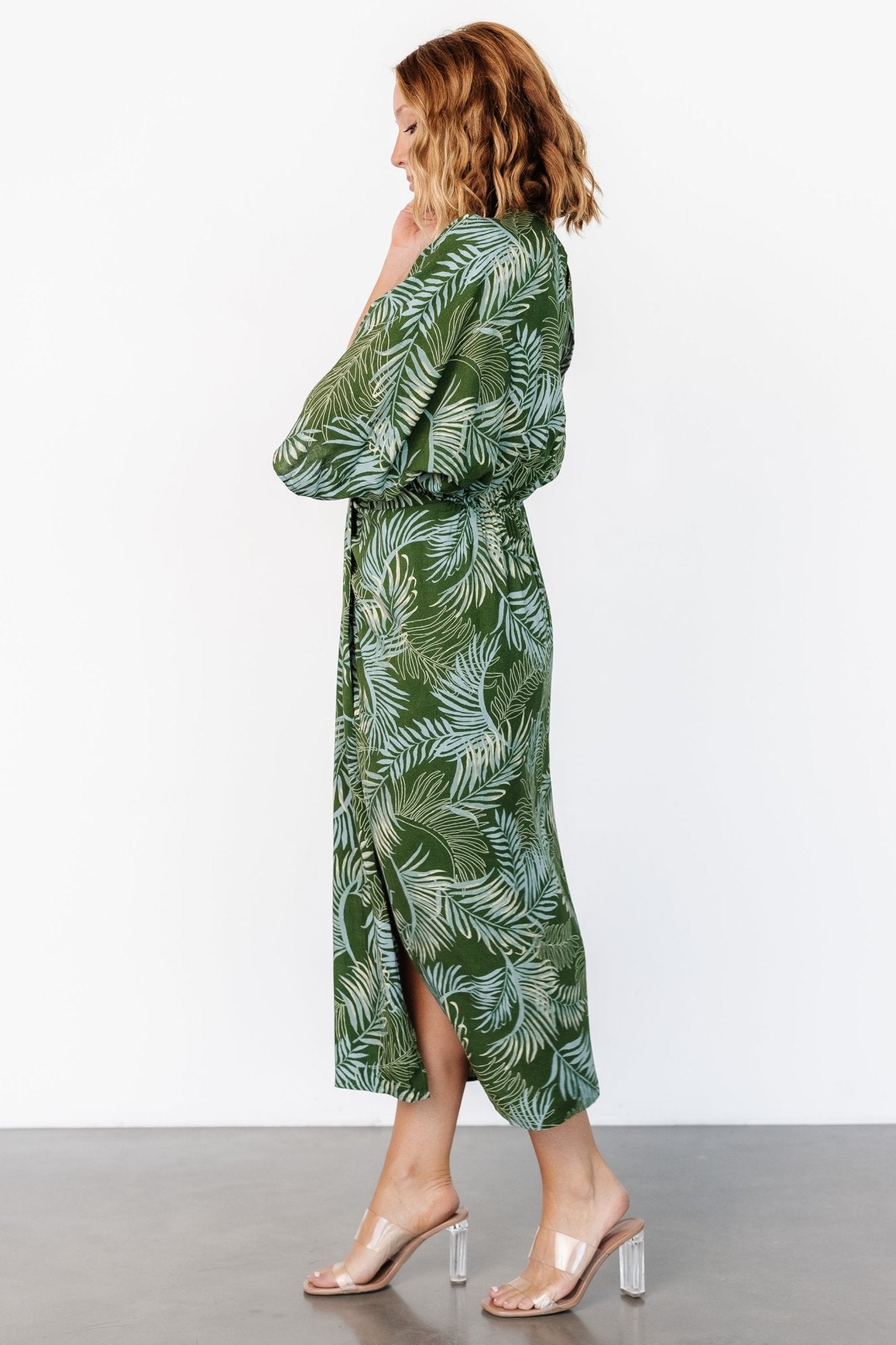 Tula Kimono Dress | Green + Blue Print Discount Best Sale