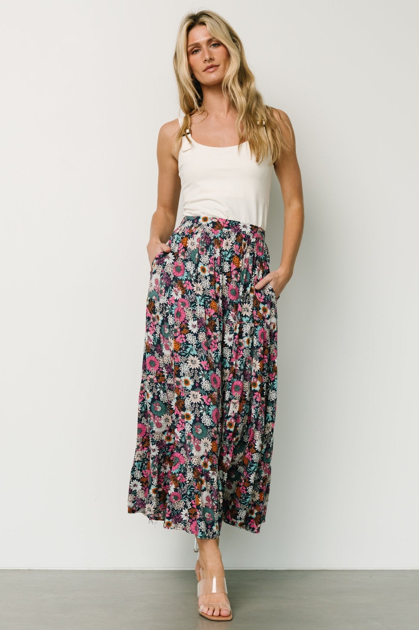 Reilly Maxi Skirt | Navy Flower Print Cheap Sale 2025 Unisex