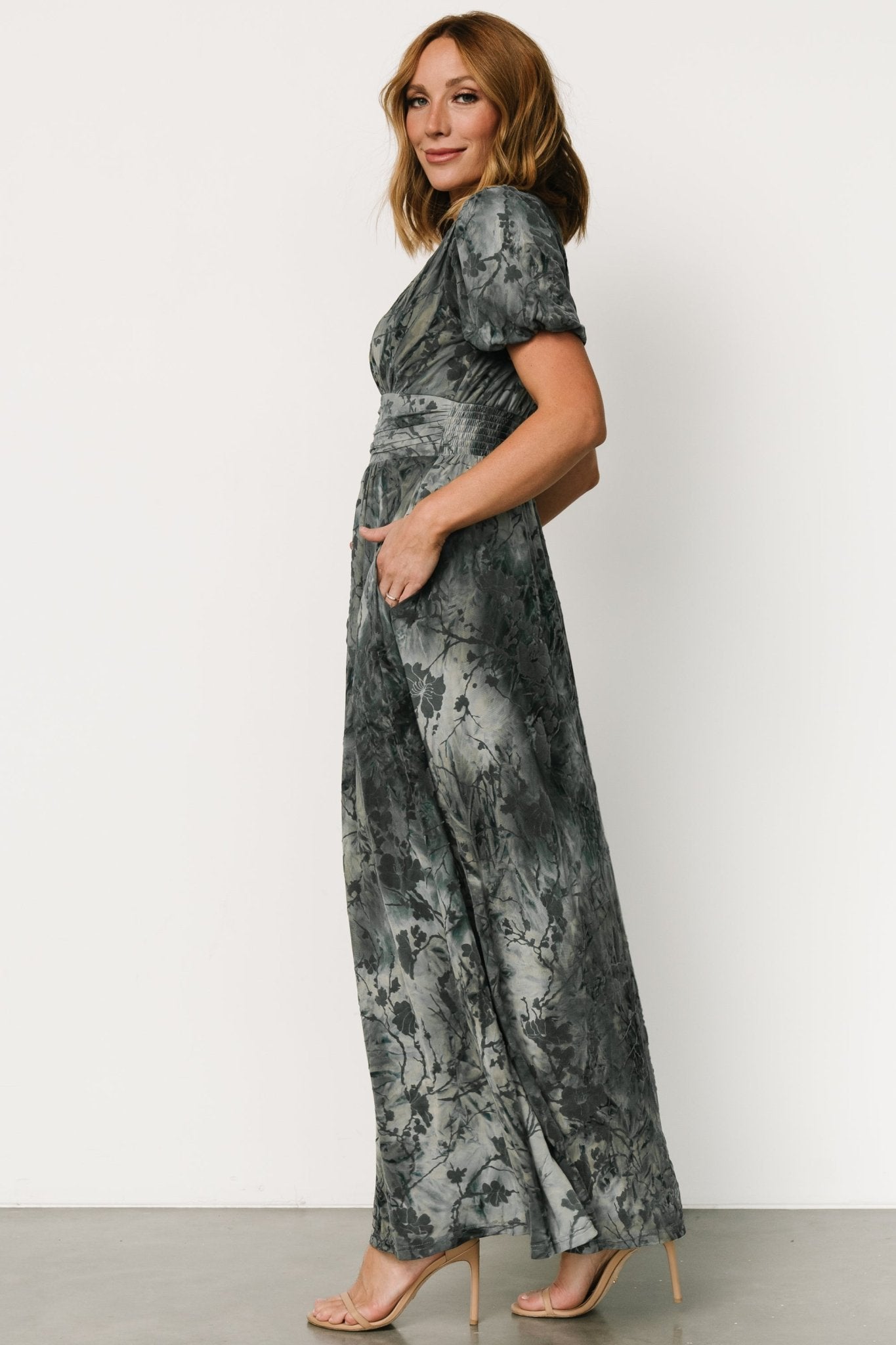 Leslie Velvet Maxi Dress | Slate Blue Outlet Factory Outlet