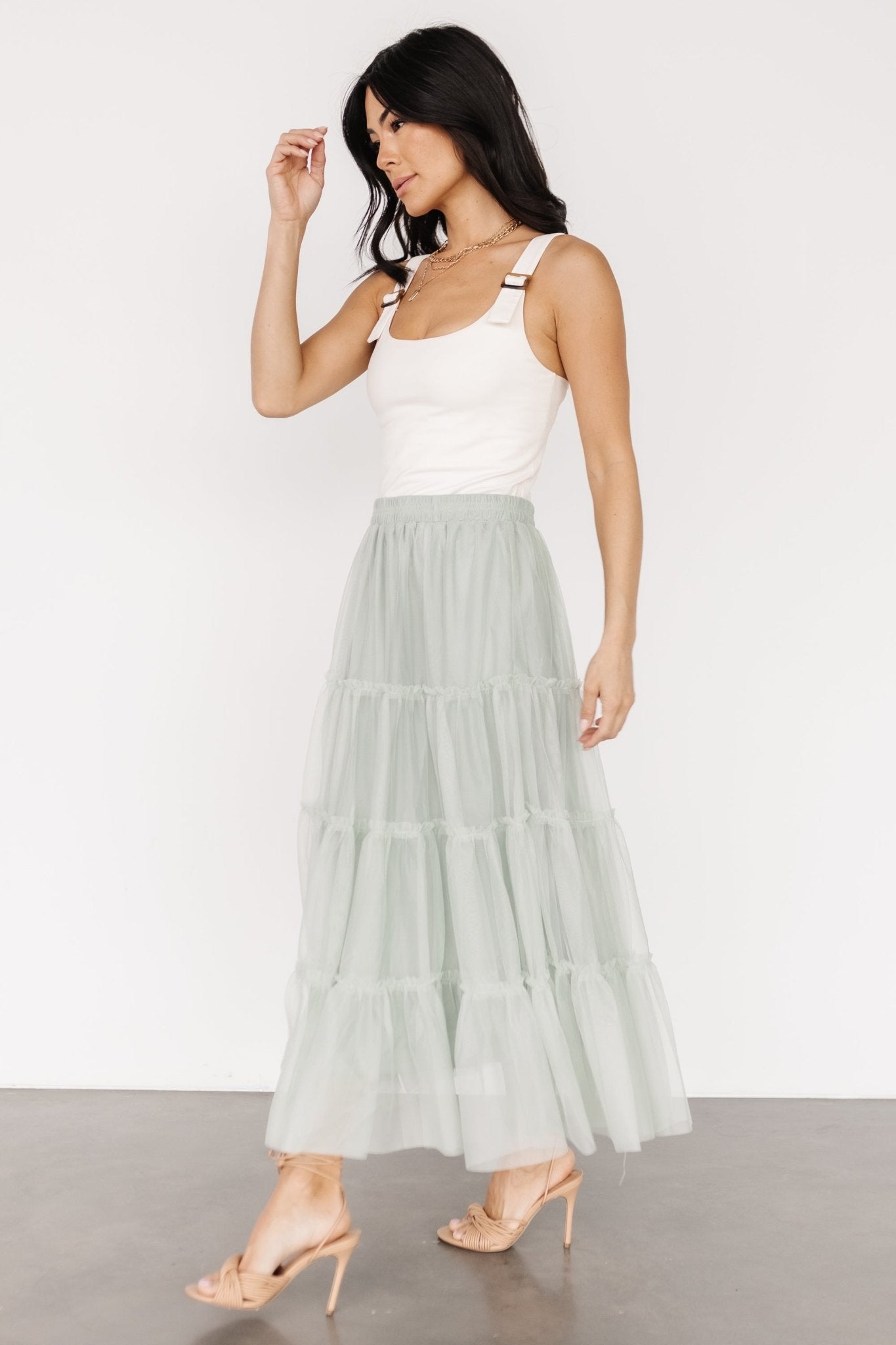 Galena Tulle Skirt | Light Sage Clearance With Credit Card