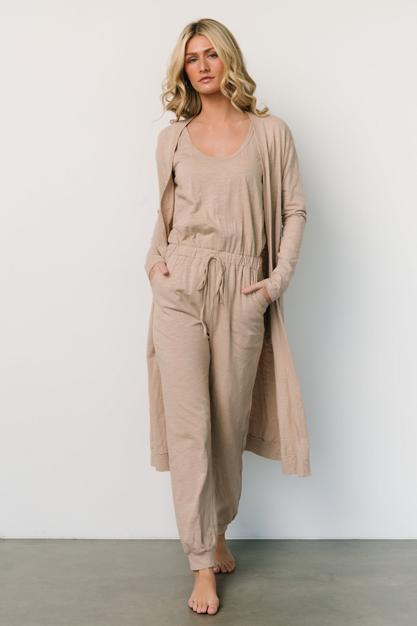 Janae Jumpsuit + Cardigan Set | Oatmeal Free Shipping Online