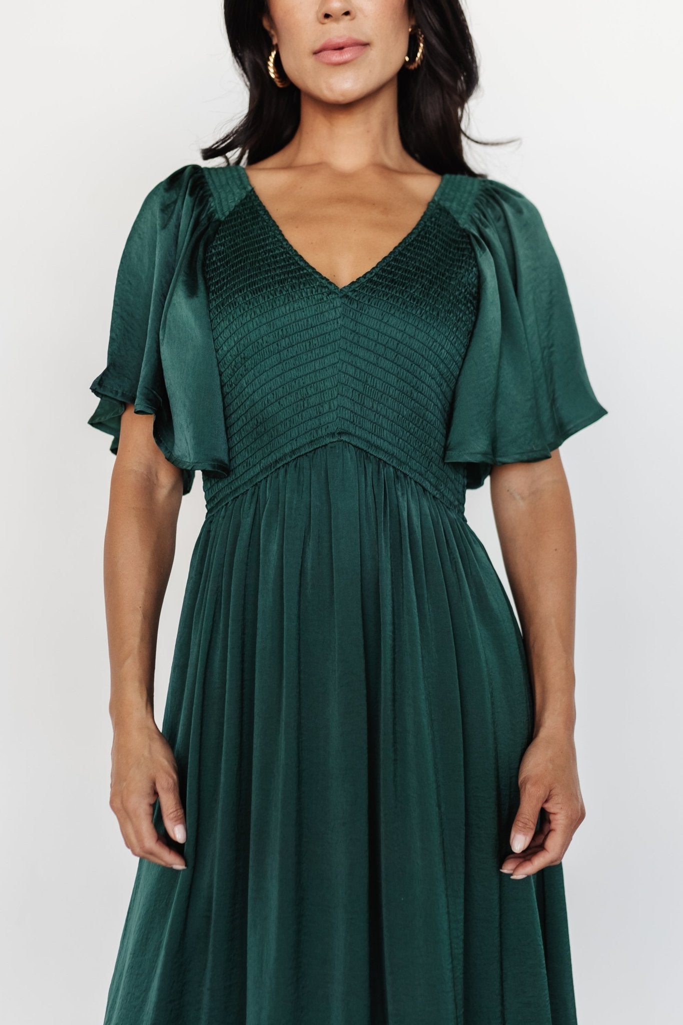 Lovell Smocked Midi Dress | Emerald Cheap Affordable