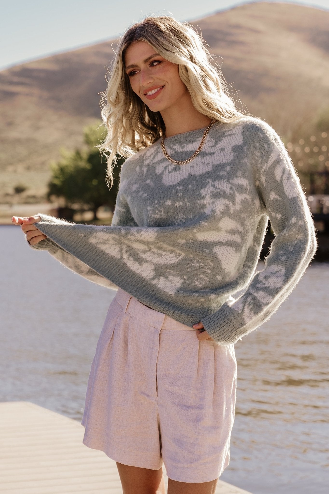 Fairbanks Sweater | Blue Sage Print Quality Free Shipping