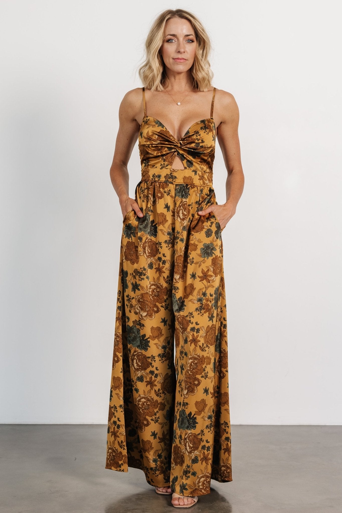 Khloe Wide Leg Jumpsuit | Gold Multi Online Sale