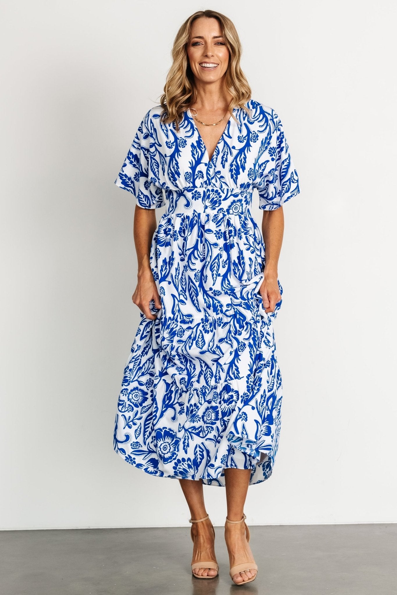 Austin Kimono Dress | Cobalt Print Outlet Huge Surprise