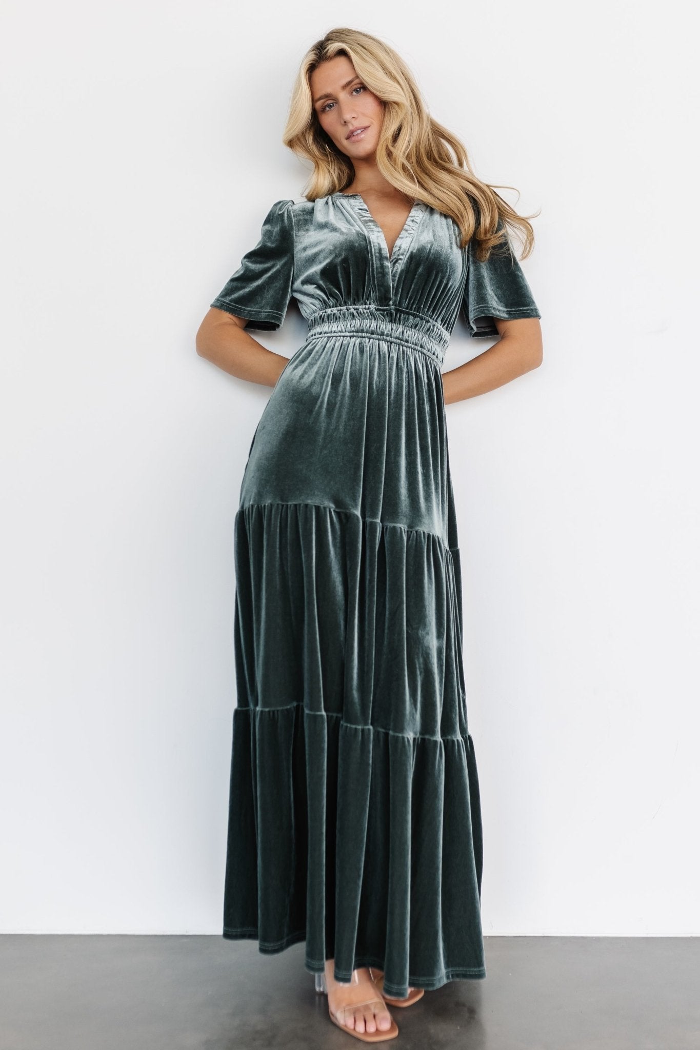 Artemis Velvet Maxi Dress | Eucalyptus Buy Cheap 100% Original