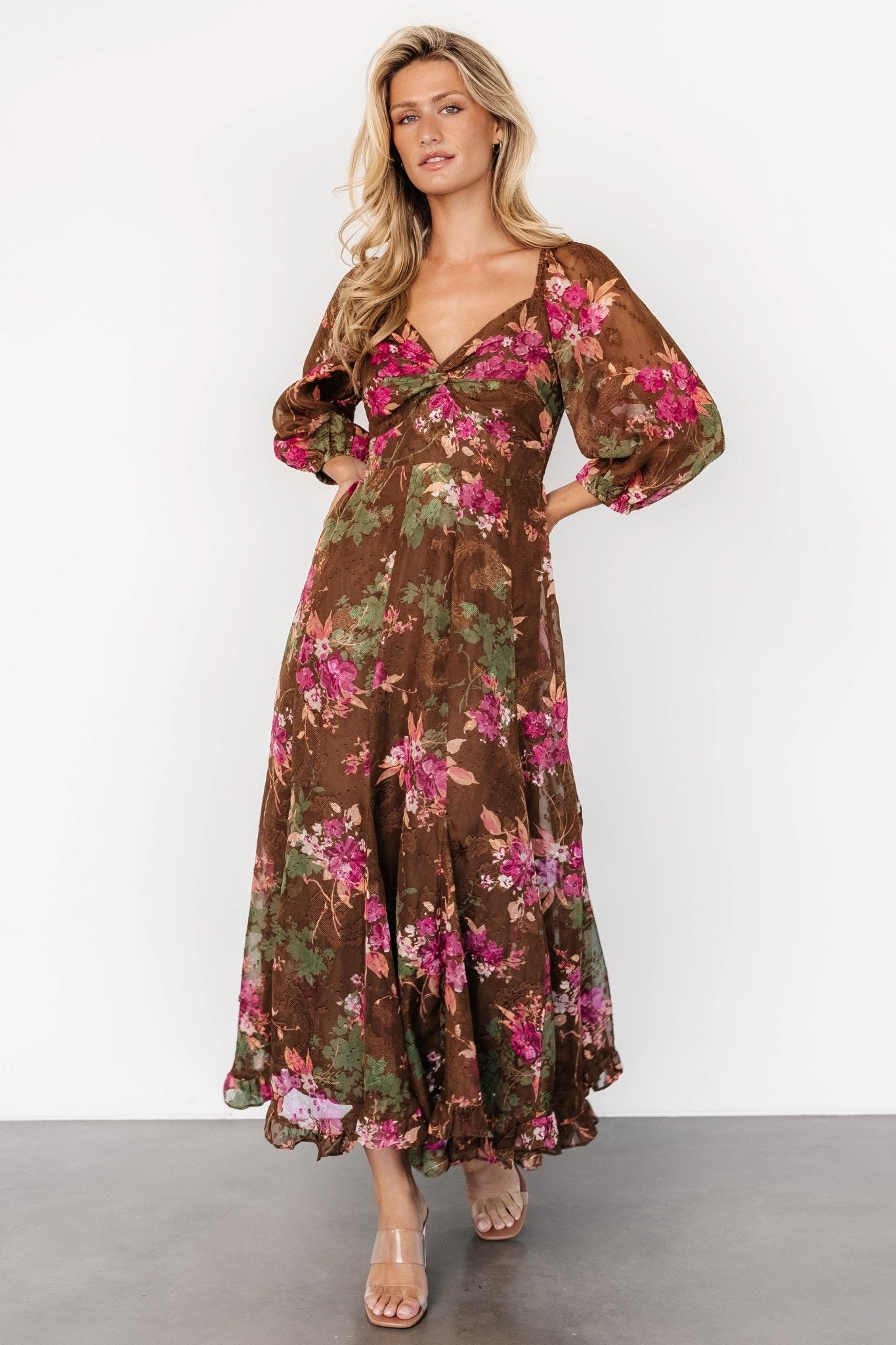 Estefania Maxi Dress | Brown Floral Shipping Discount Sale