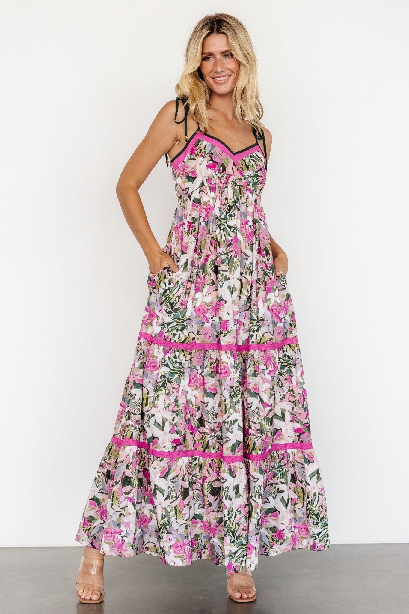 Pierrette Maxi Dress | Pink Multi Clearance Inexpensive