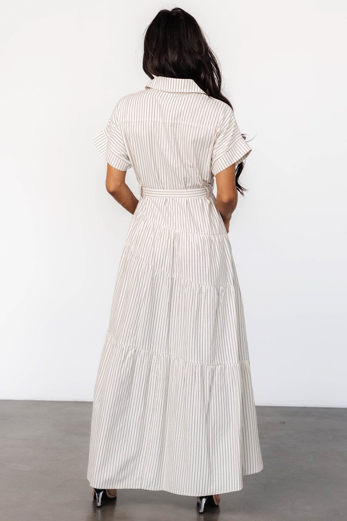 Covey Button Up Maxi Dress | Cream Stripe Cheap Footlocker Finishline