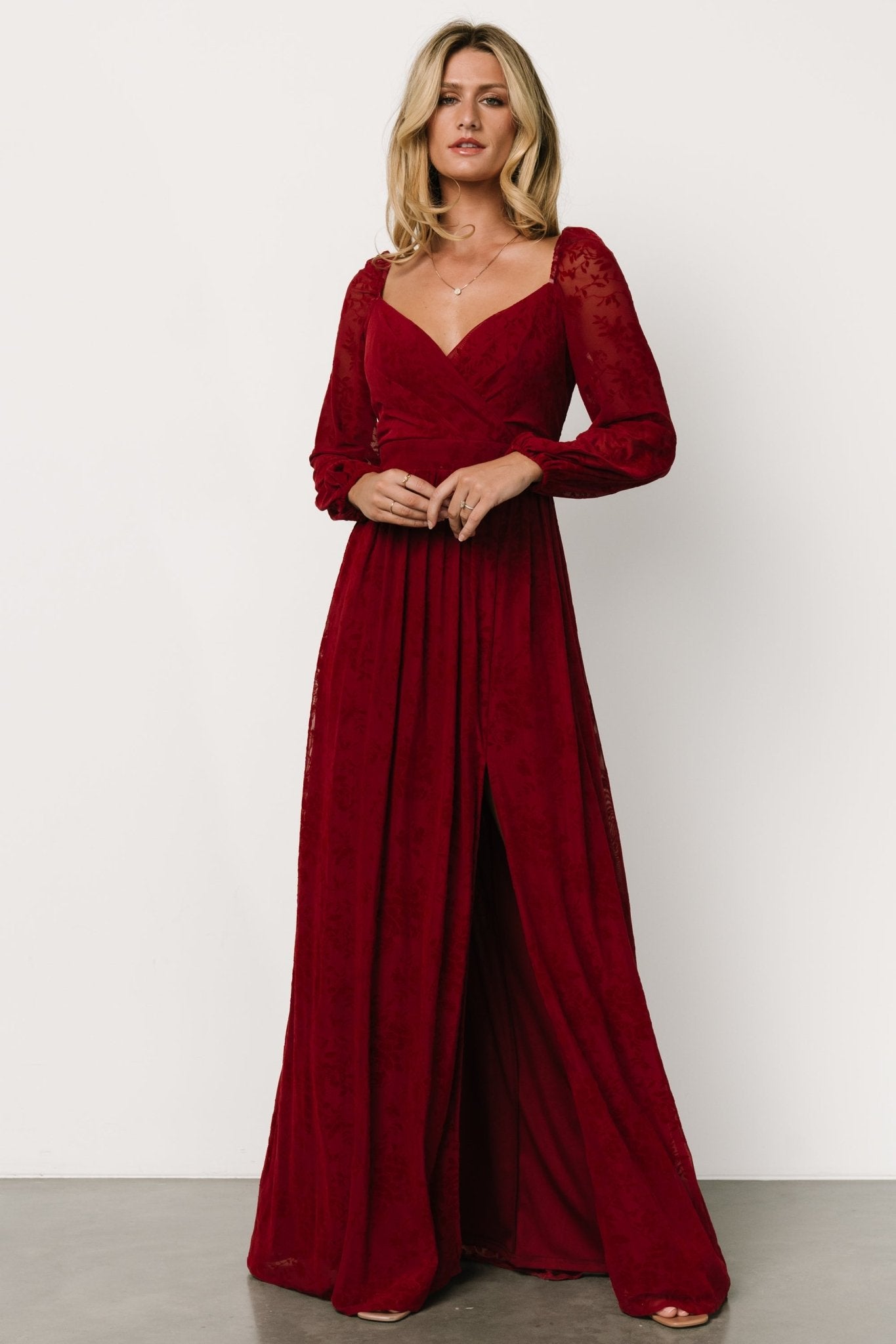 Mable Velvet Maxi Dress | Crimson Discount Release Dates