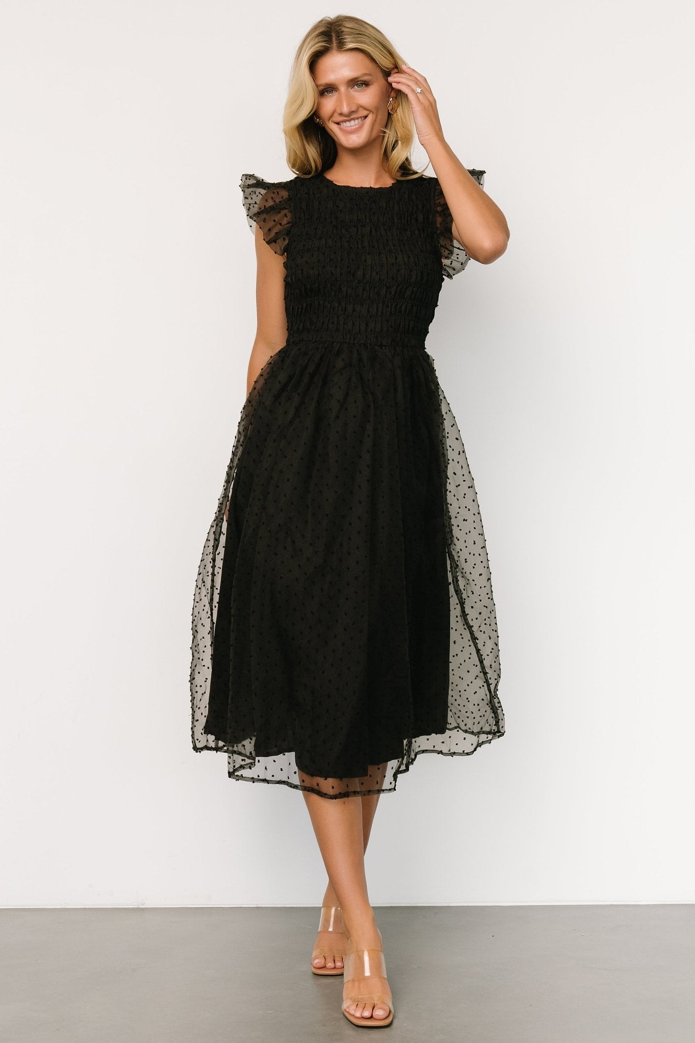 Alice Dot Midi Dress | Black Affordable Cheap Online