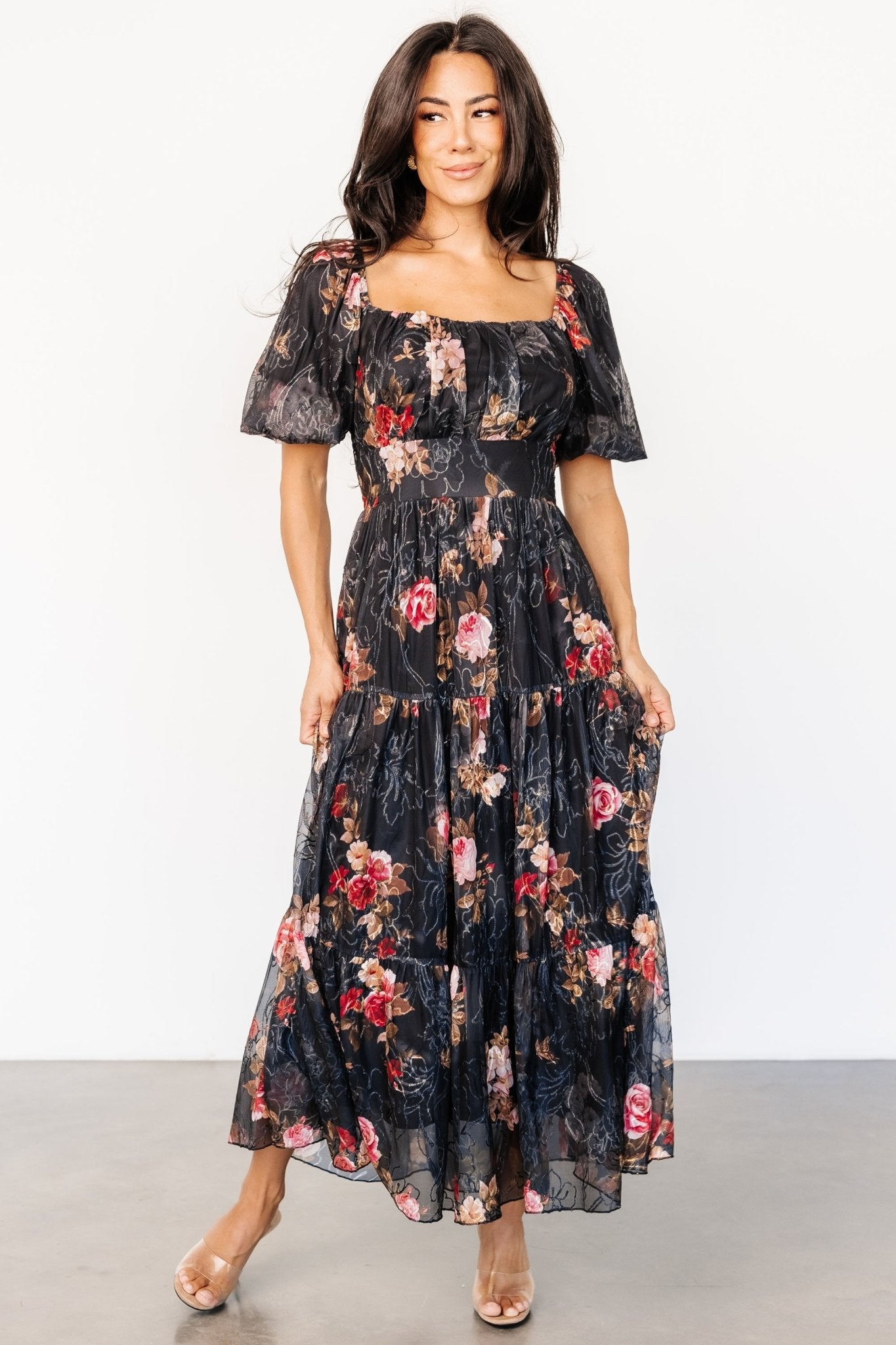 Annabeth Midi Dress | Black Floral Sale Footlocker Finishline