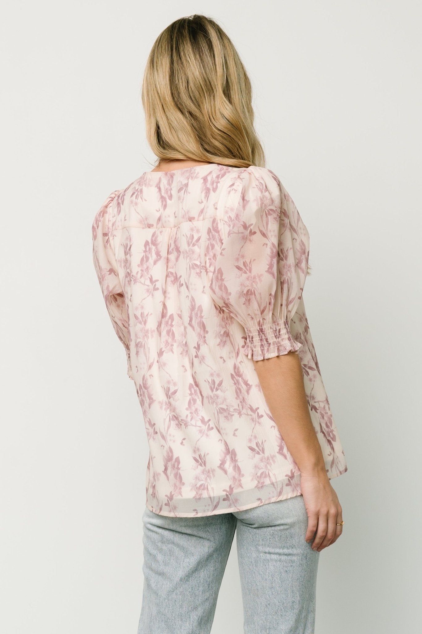 Cordova Top | Beige + Mauve Floral Discount Manchester