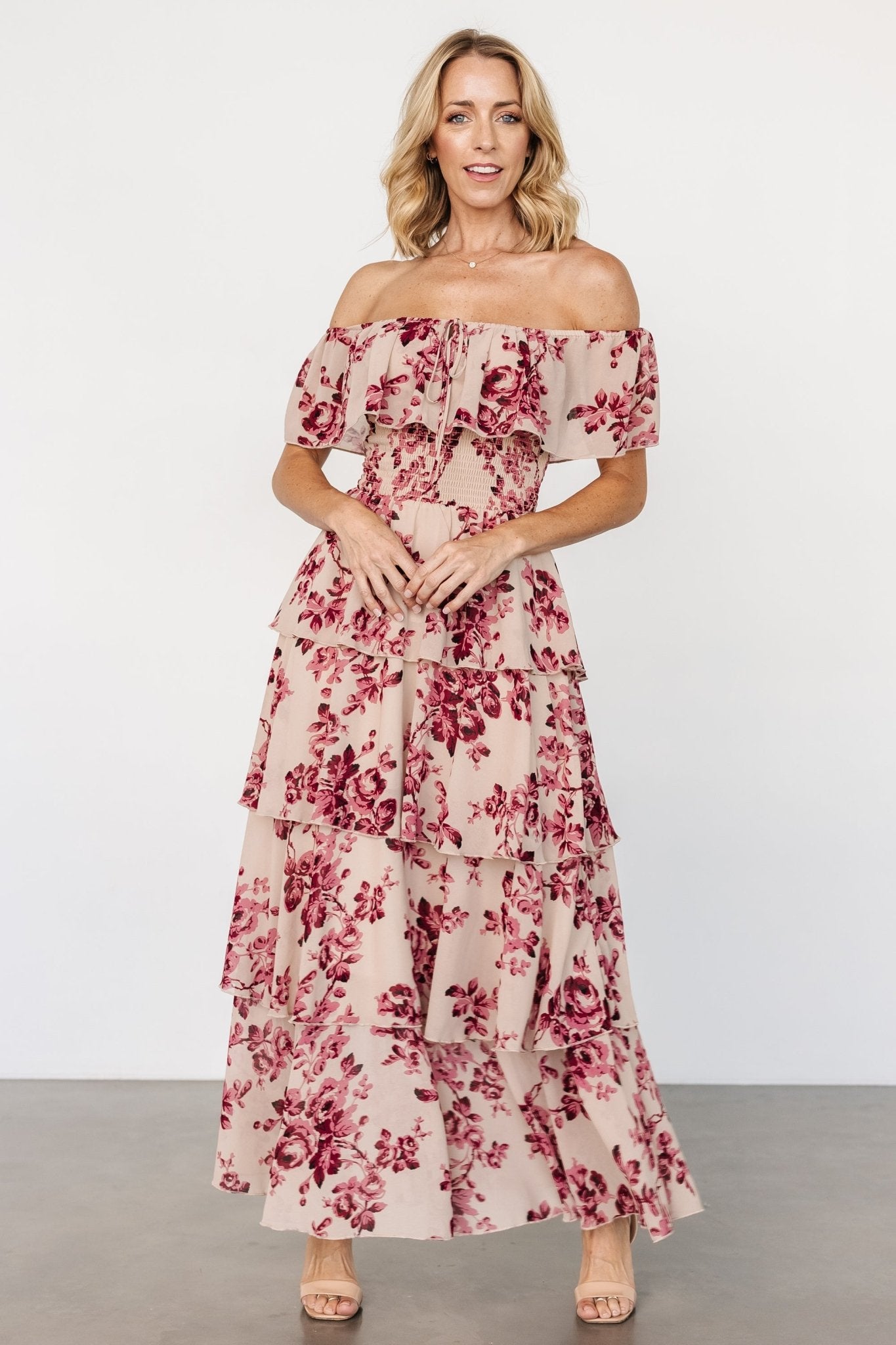 Carina Off Shoulder Maxi Dress | Nude + Rose Shop Offer Cheap Online