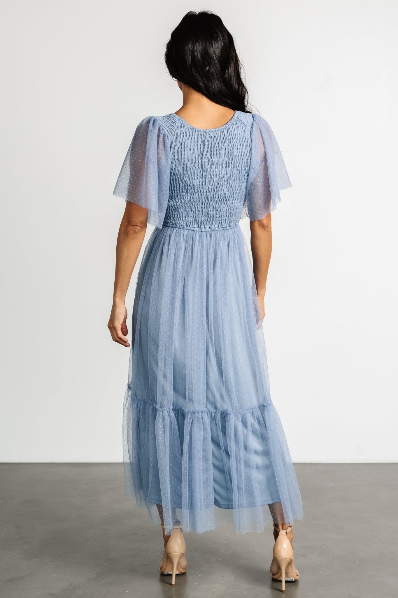 Martha Smocked Tulle Dress | Dusty Blue Discount Fashionable