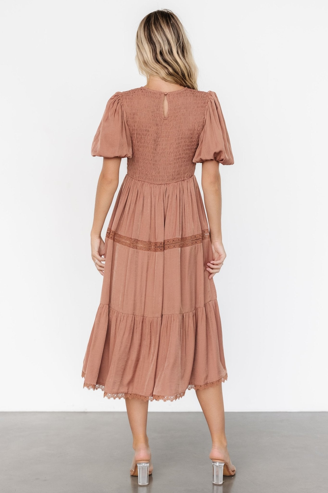 Finley Smocked Midi Dress | Light Copper Buy Cheap Wide Range Of