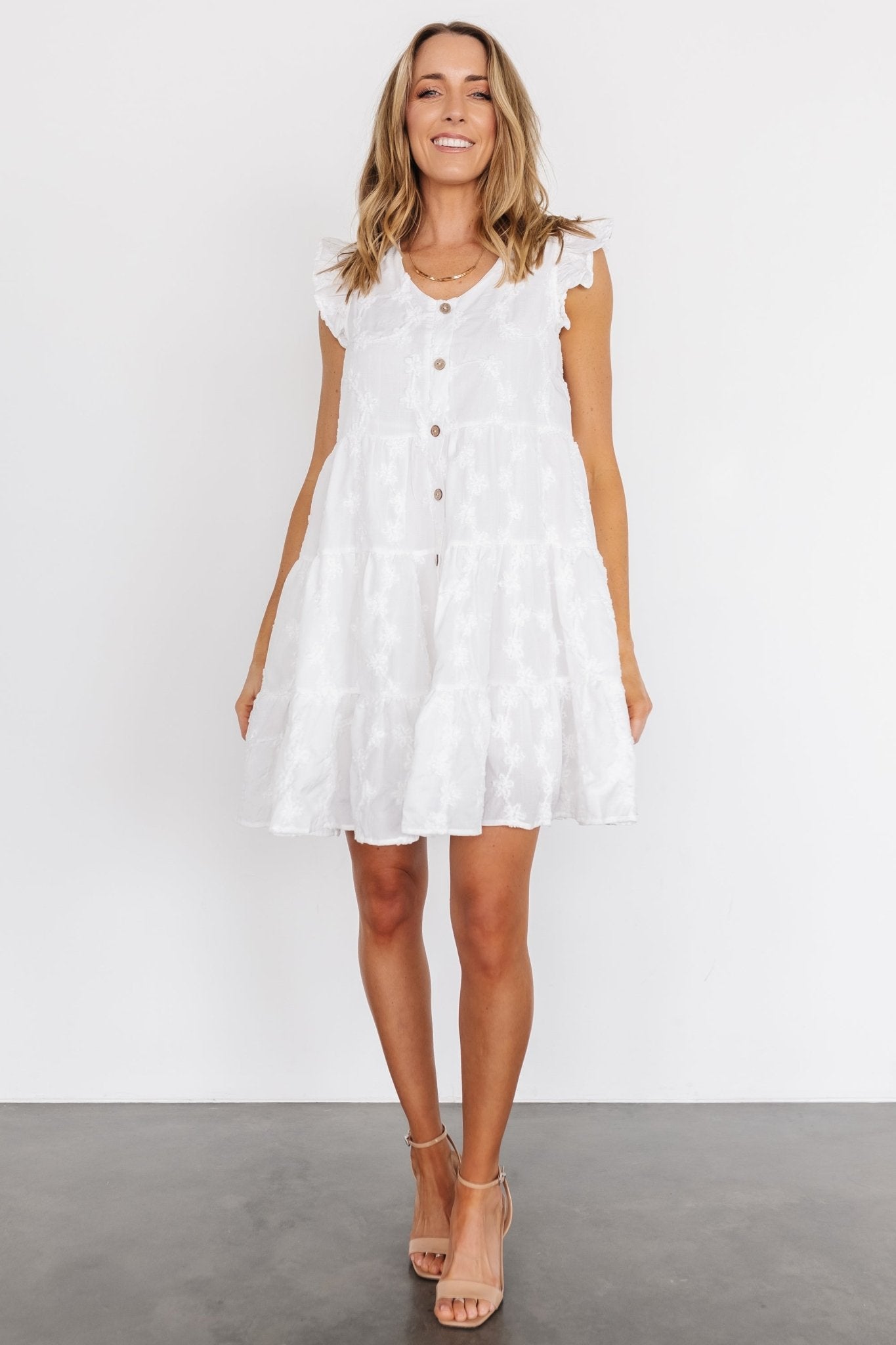 Kayla Button Up Short Dress | Off White Perfect