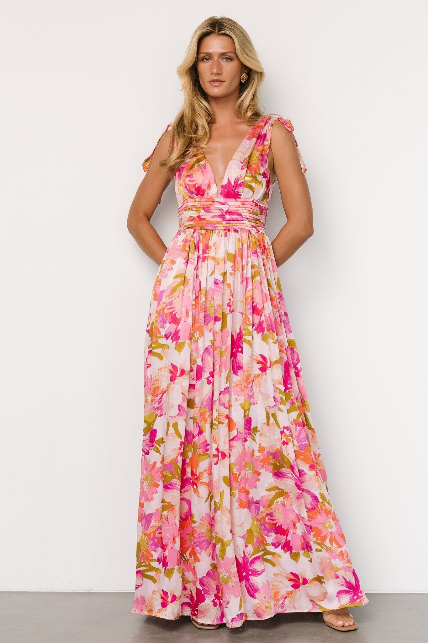 Zoe Tie Maxi Dress | Pink Multi Popular Sale Online