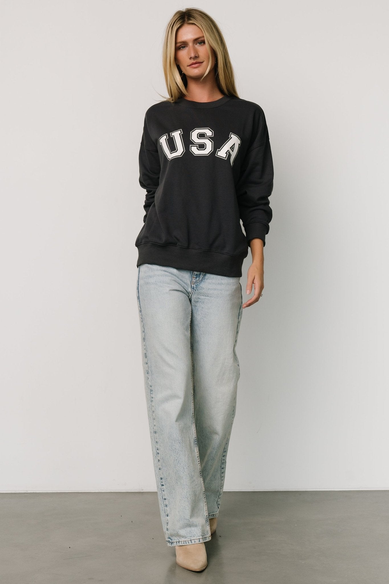 USA Oversized Sweatshirt | Navy Buy Cheap Explore