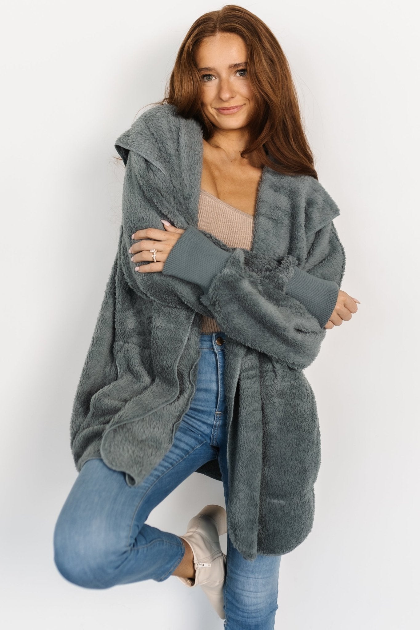 Melrose Teddy Jacket | Dusty Blue Cheap Original