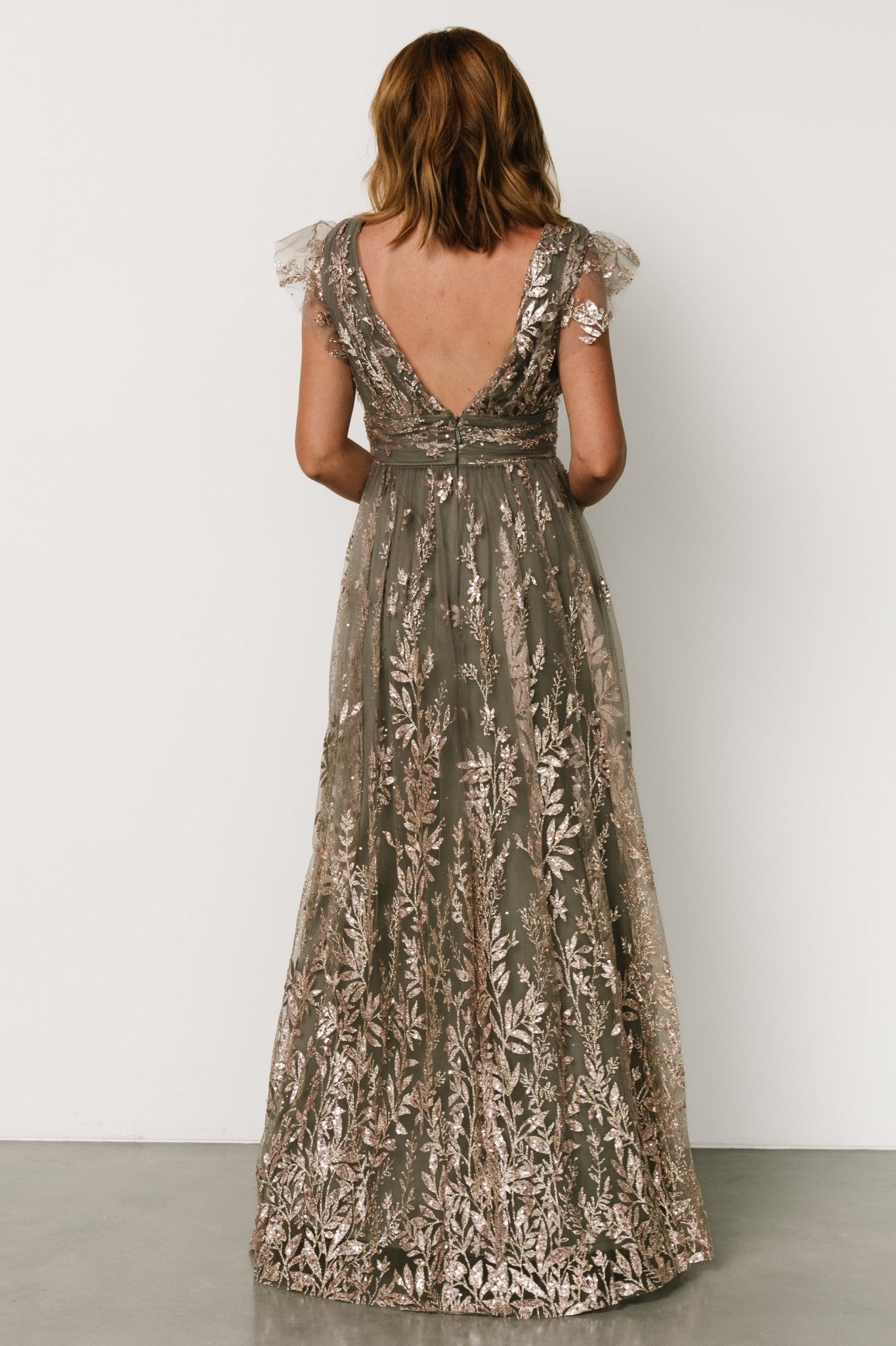 Karina Shimmer Gown | Eucalyptus + Rose Gold Sale With Credit Card