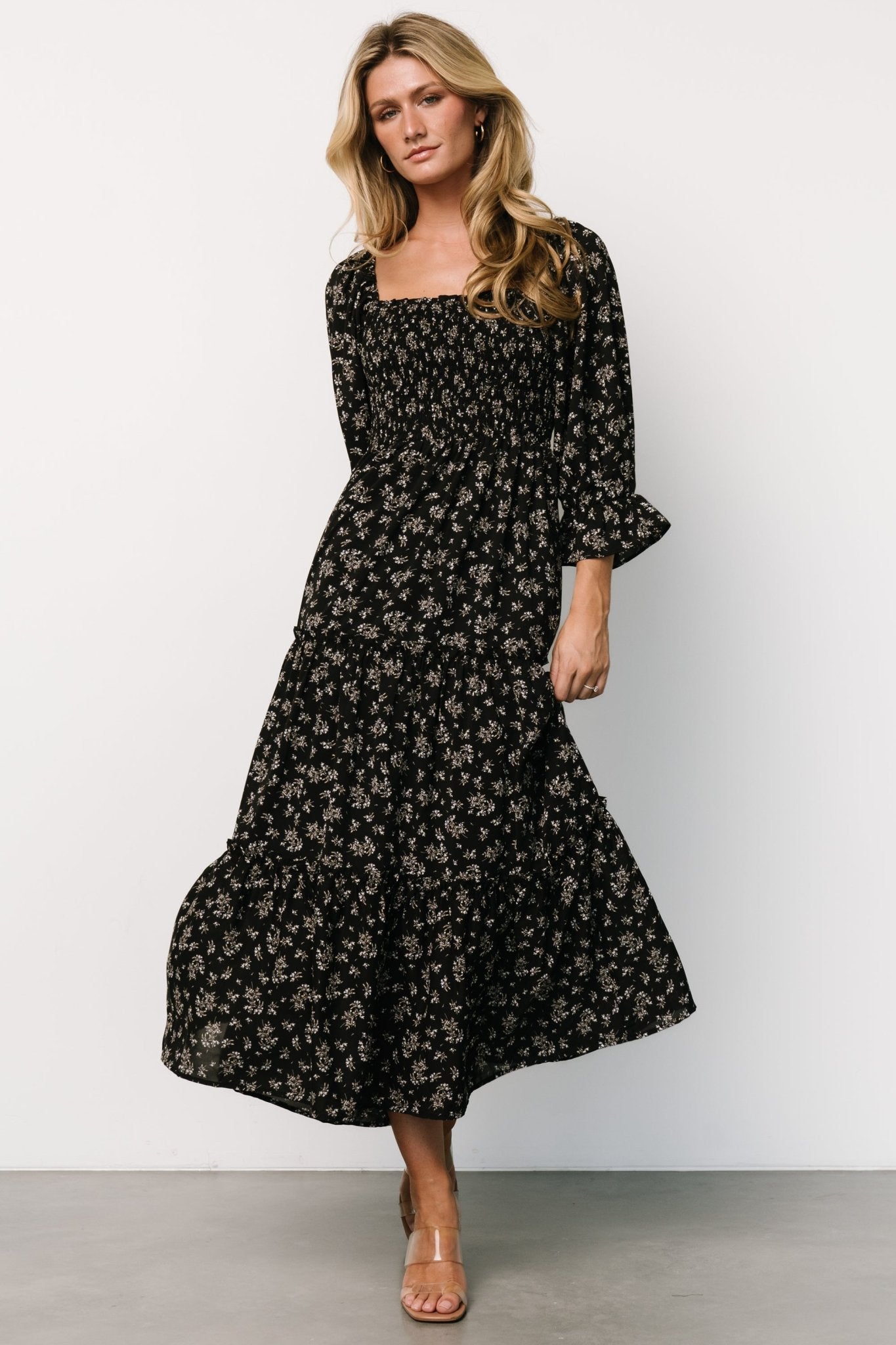 Margareta Tiered Dress | Black Floral Footlocker Online