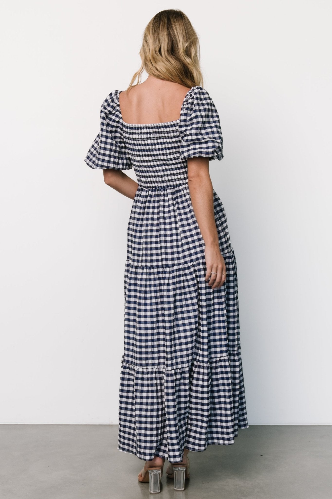 Lyndy Smocked Dress | Off White + Blue Gingham Cheap Buy