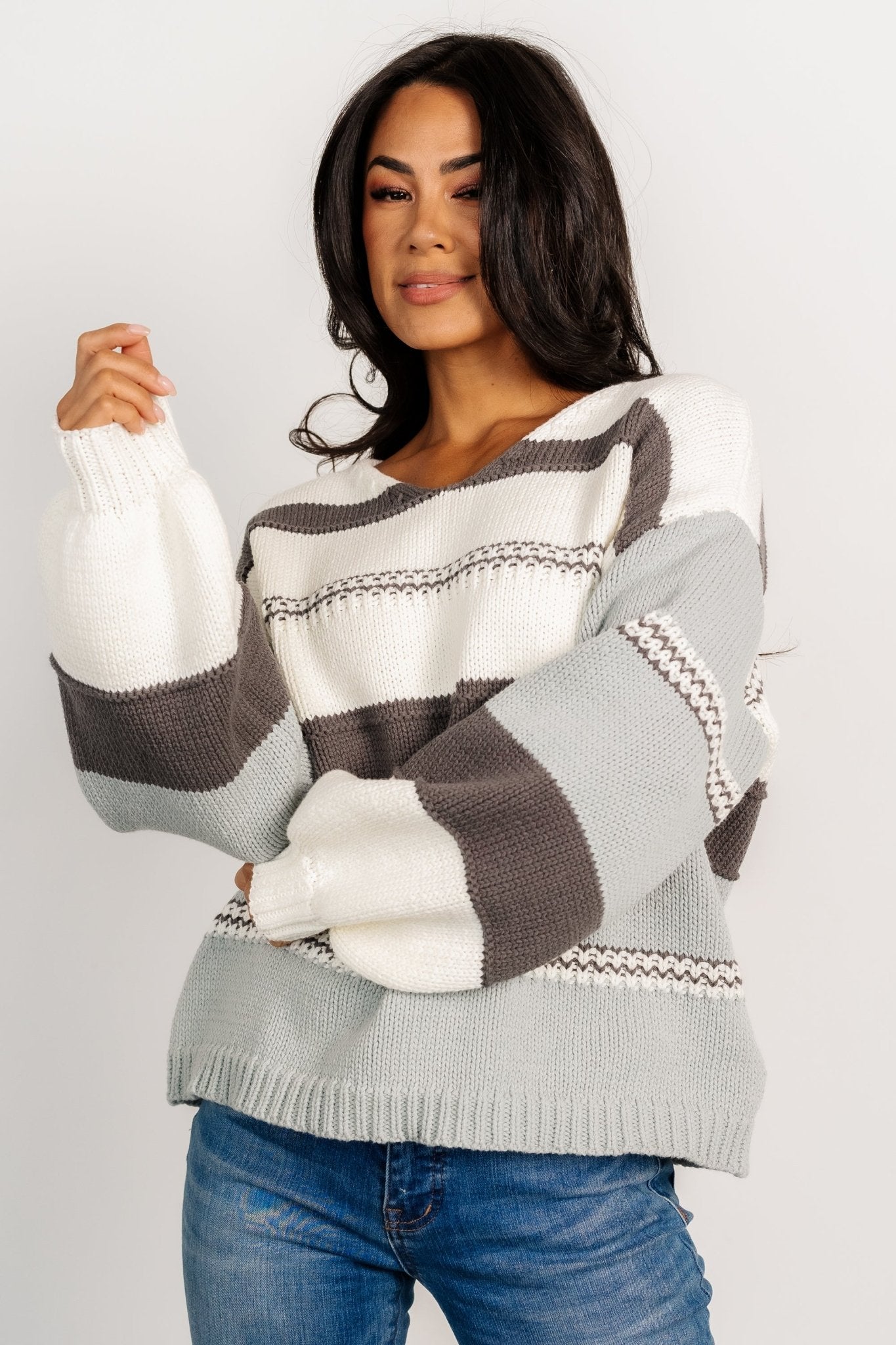 Glasgow Knit Sweater | Ivory Stripe Sale Fake