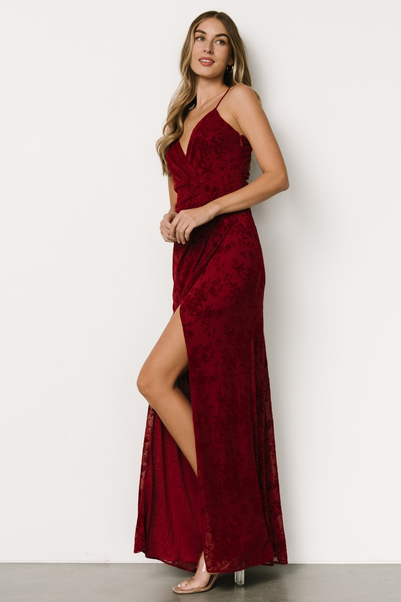 Ayesha Fitted Gown | Burgundy Discounts Sale Online