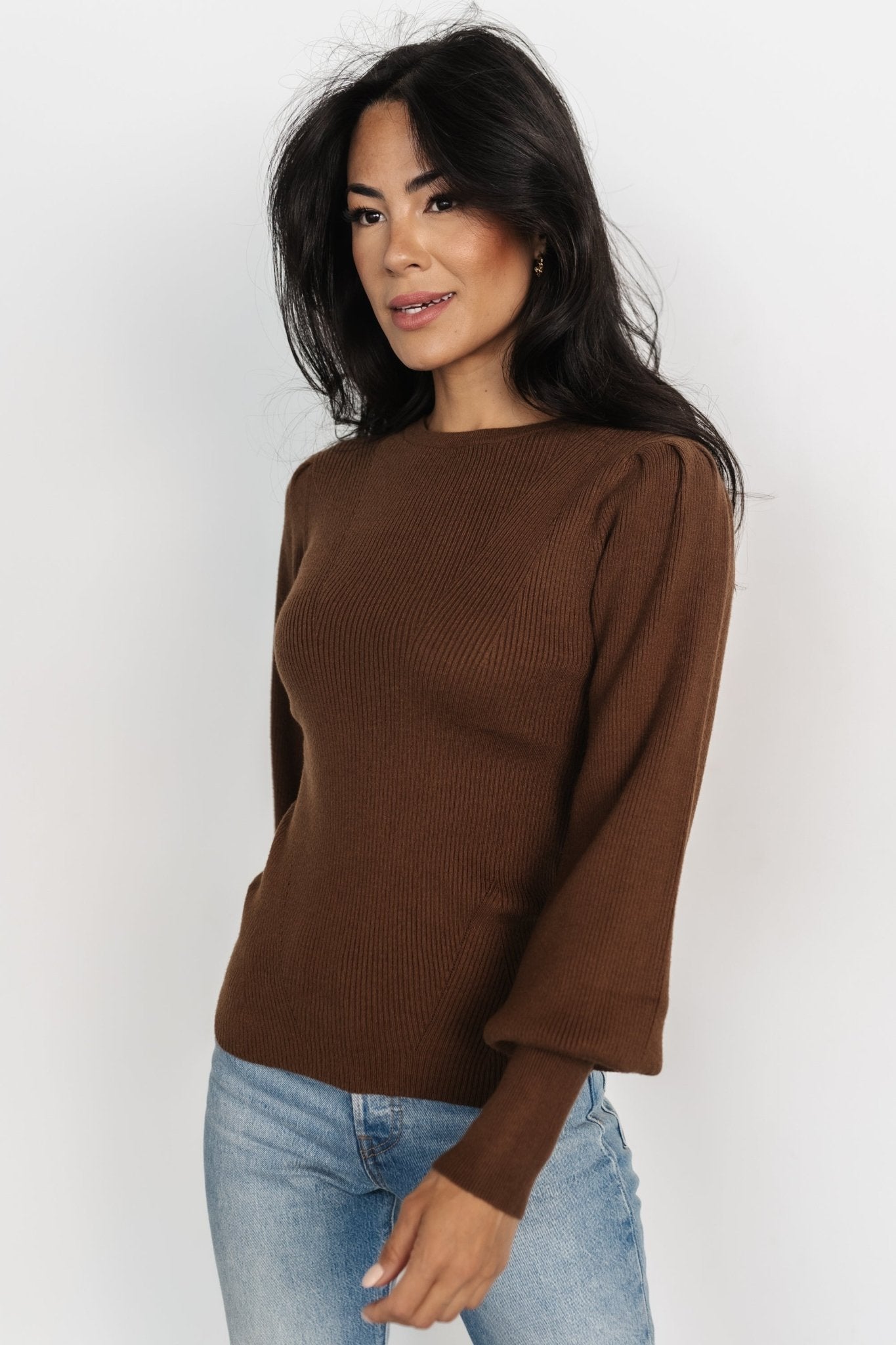 Lilou Rib Knit Sweater | Brown Huge Surprise