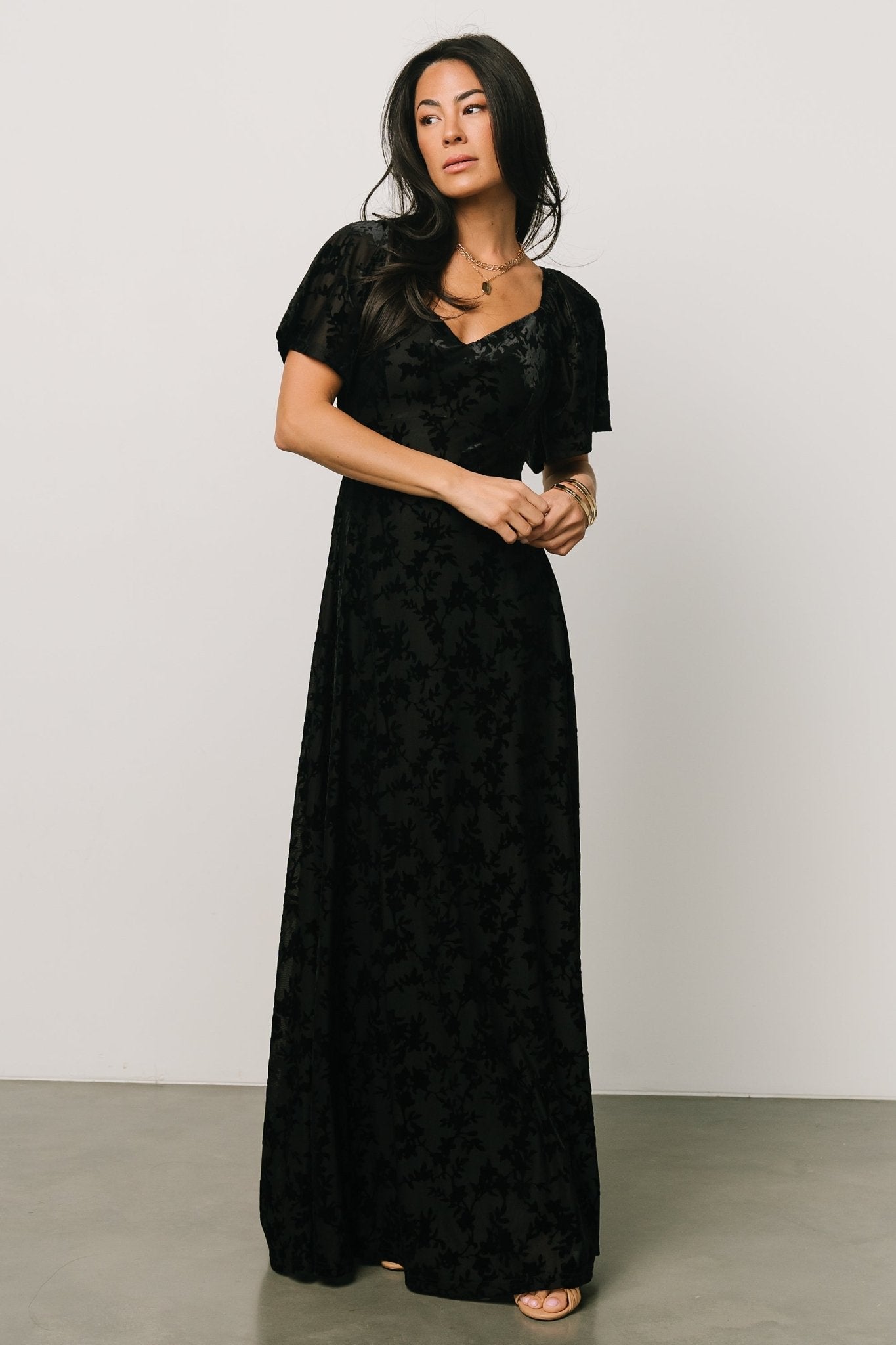 Everley Velvet Maxi Dress | Black For Sale For Sale