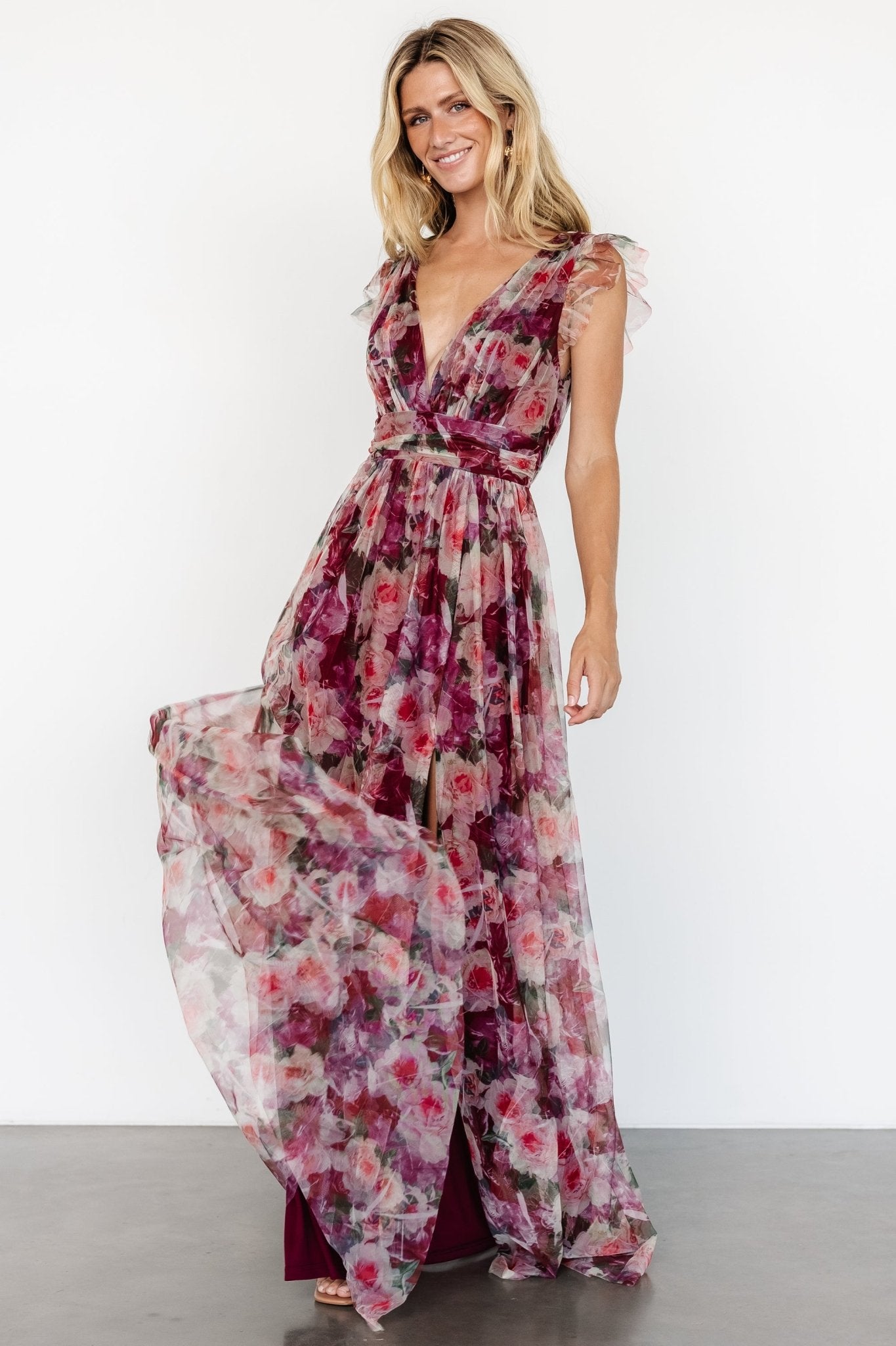 Carmine Maxi Dress | Wine Floral Buy Online Cheap Pice