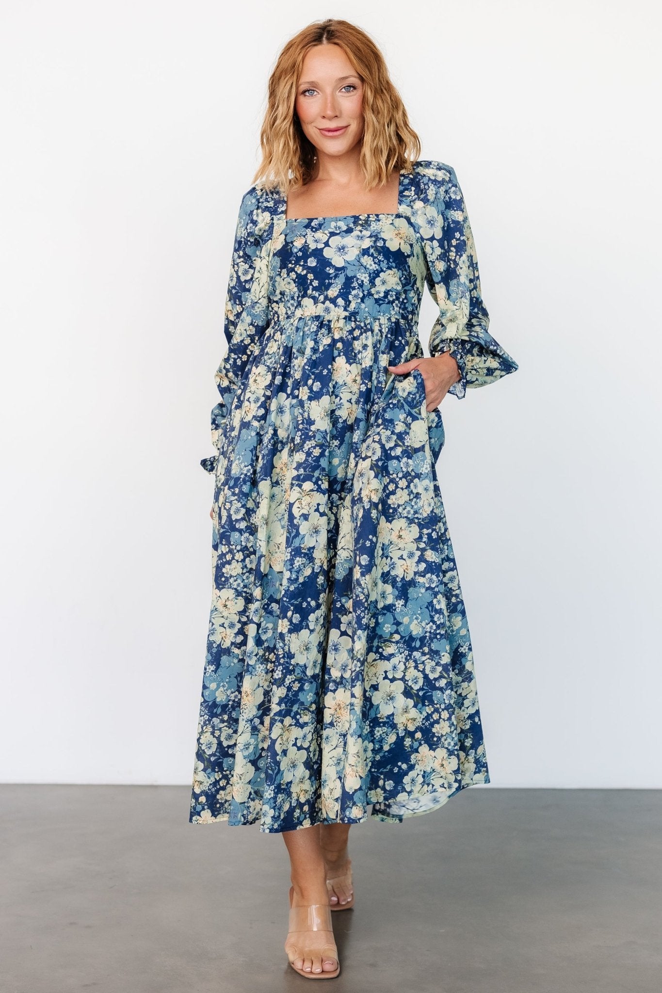 Twyla Dress | Blue + Cream Floral Pick A Best Sale Online