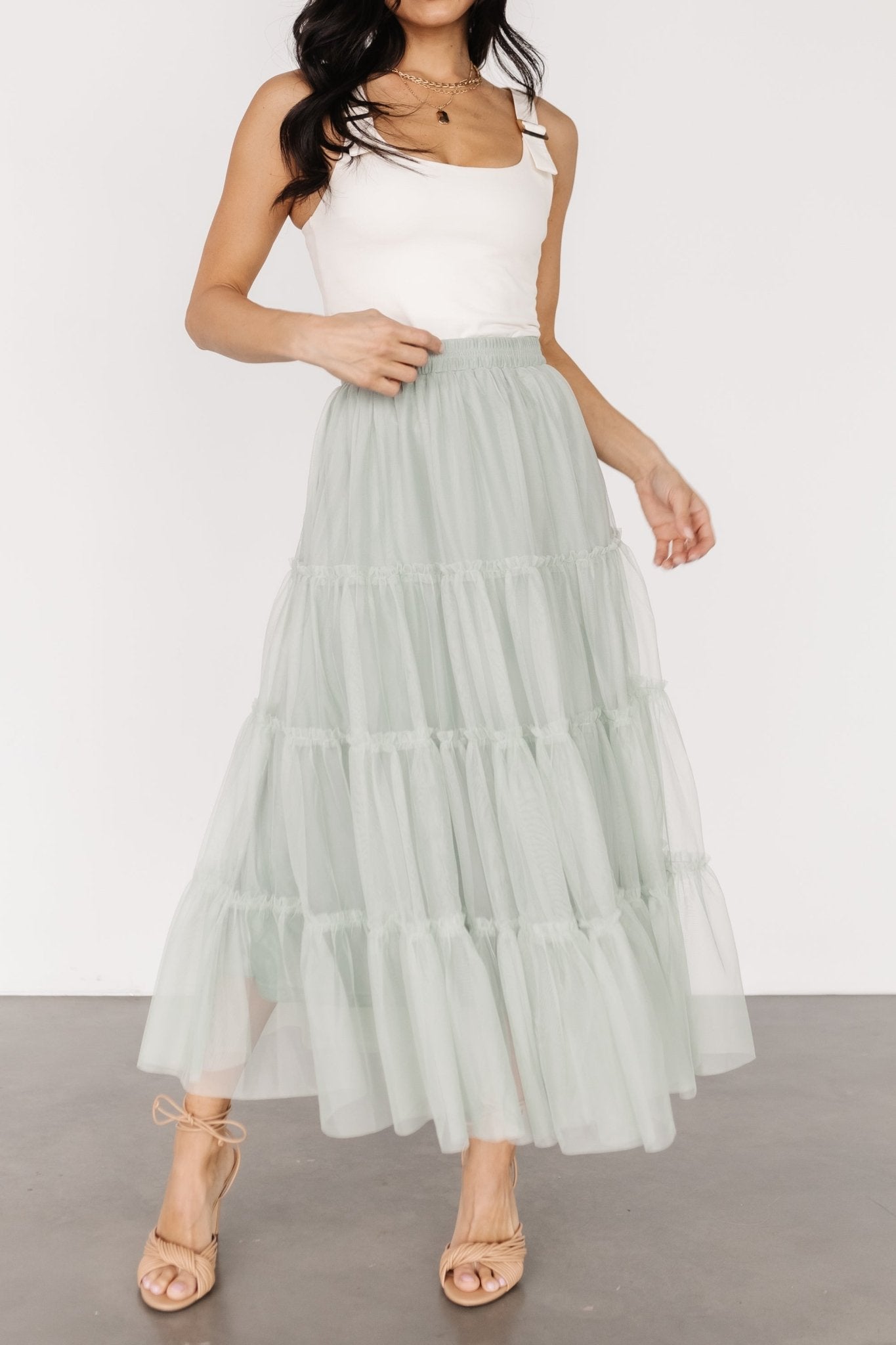 Galena Tulle Skirt | Light Sage Clearance With Credit Card