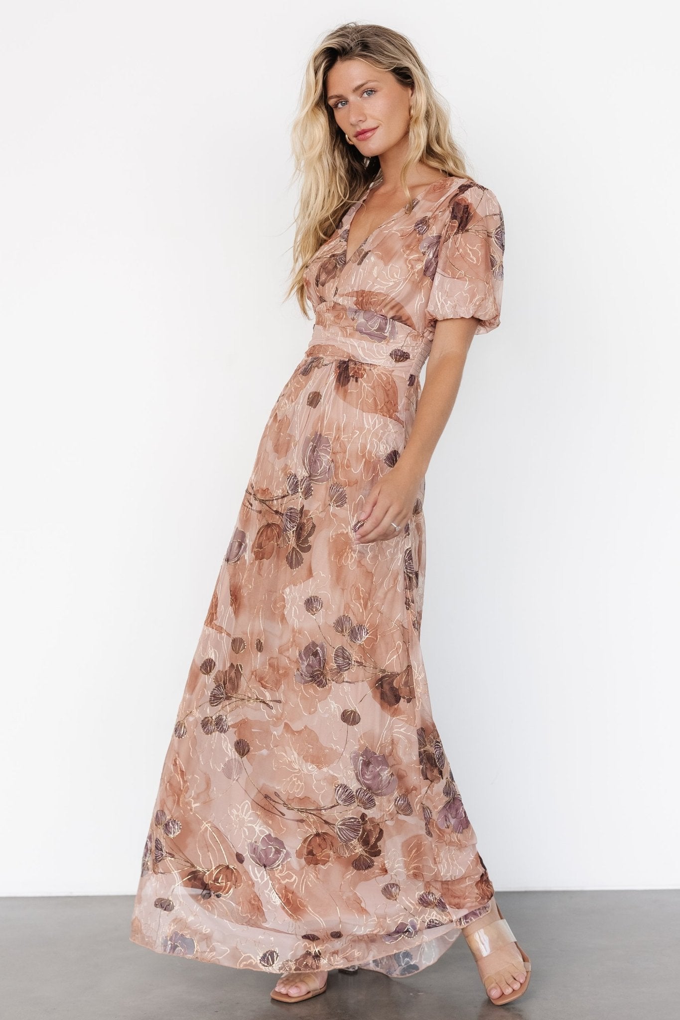 Ardley Maxi Dress | Taupe Floral Outlet The Cheapest