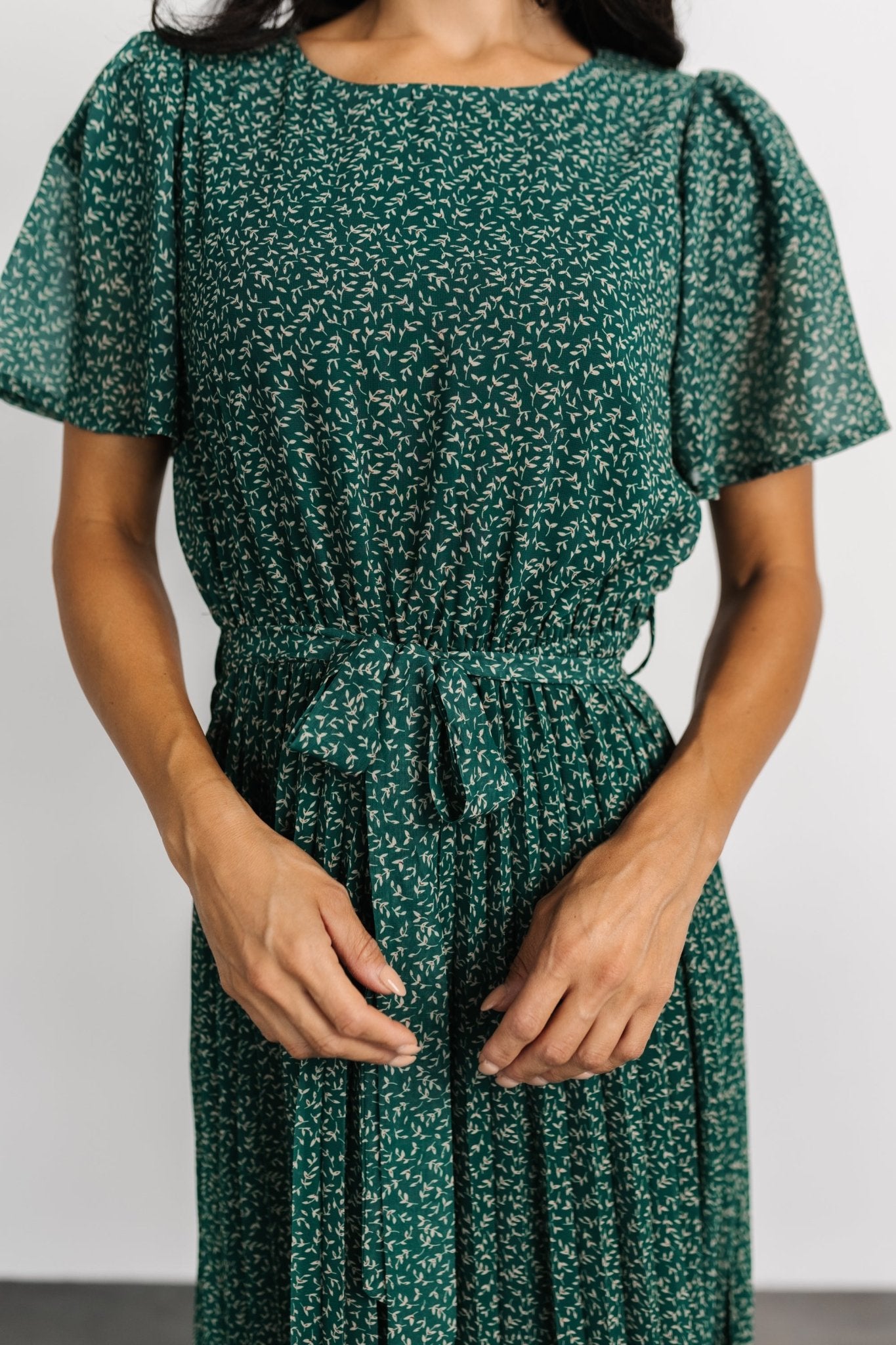 Prim Pleated Dress | Green Print Buy Cheap Best