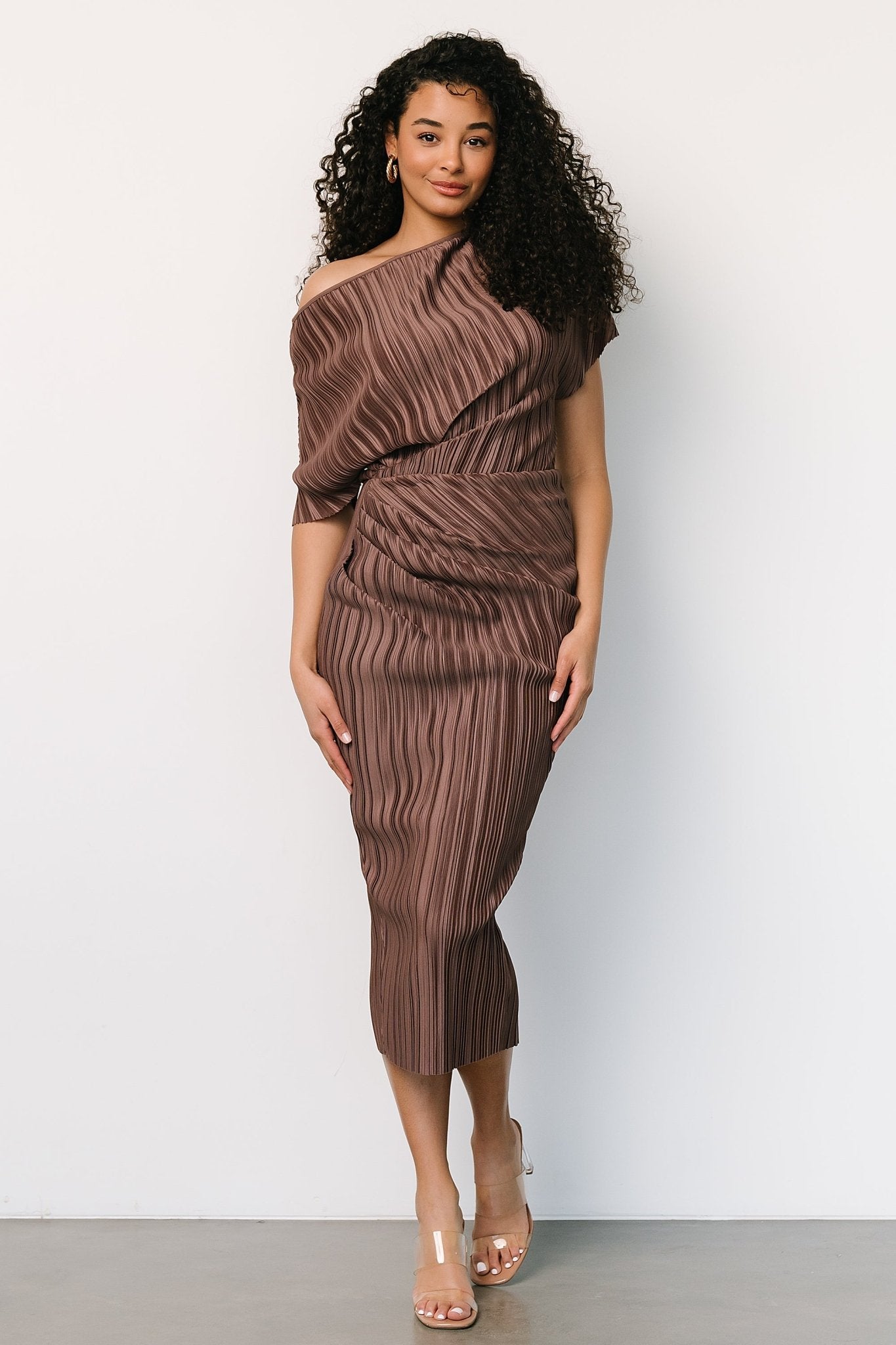 Winslow Pleated Midi Dress | Mink Buy Cheap Many Kinds Of