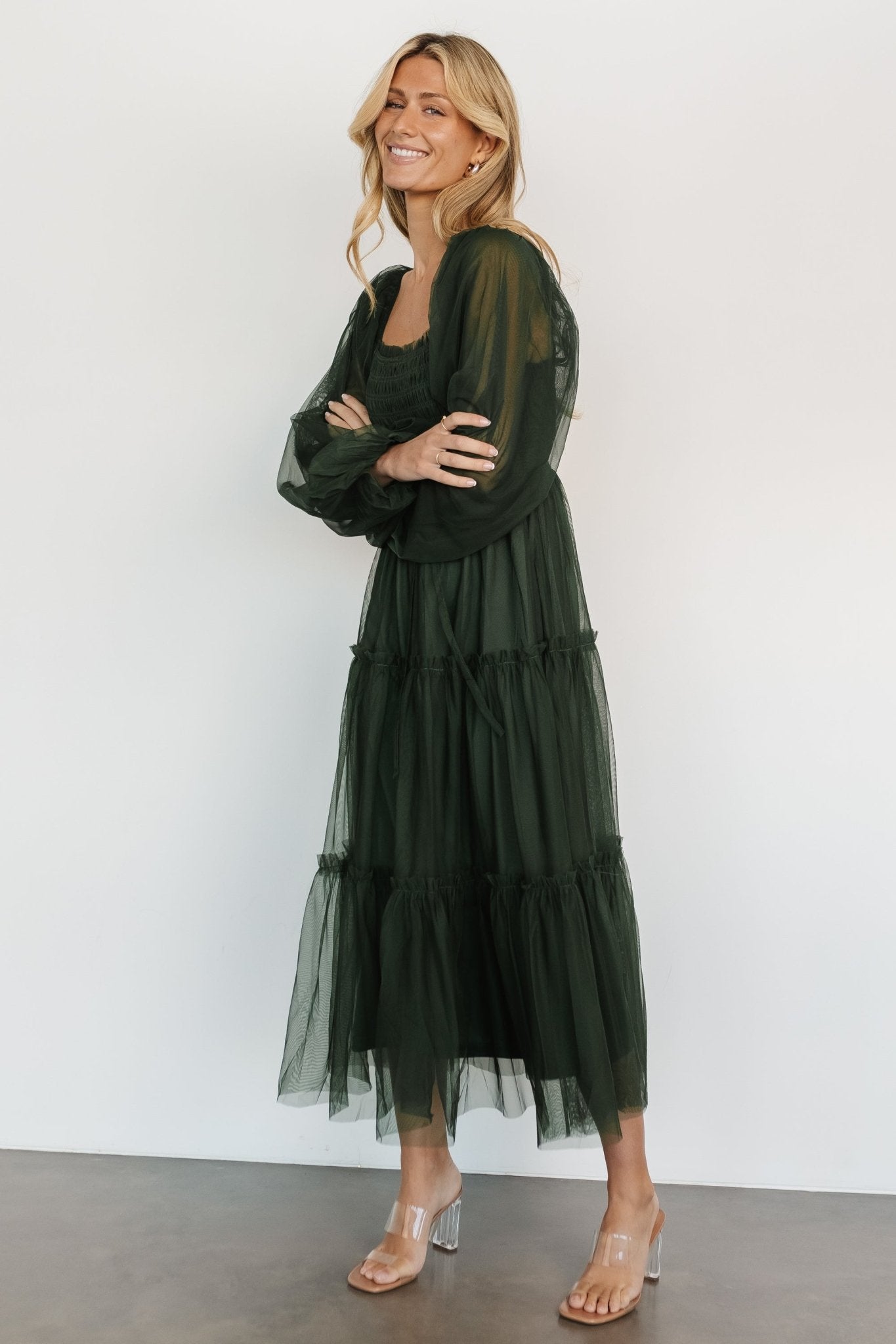 Katrina Tulle Maxi Dress | Dark Green Collections