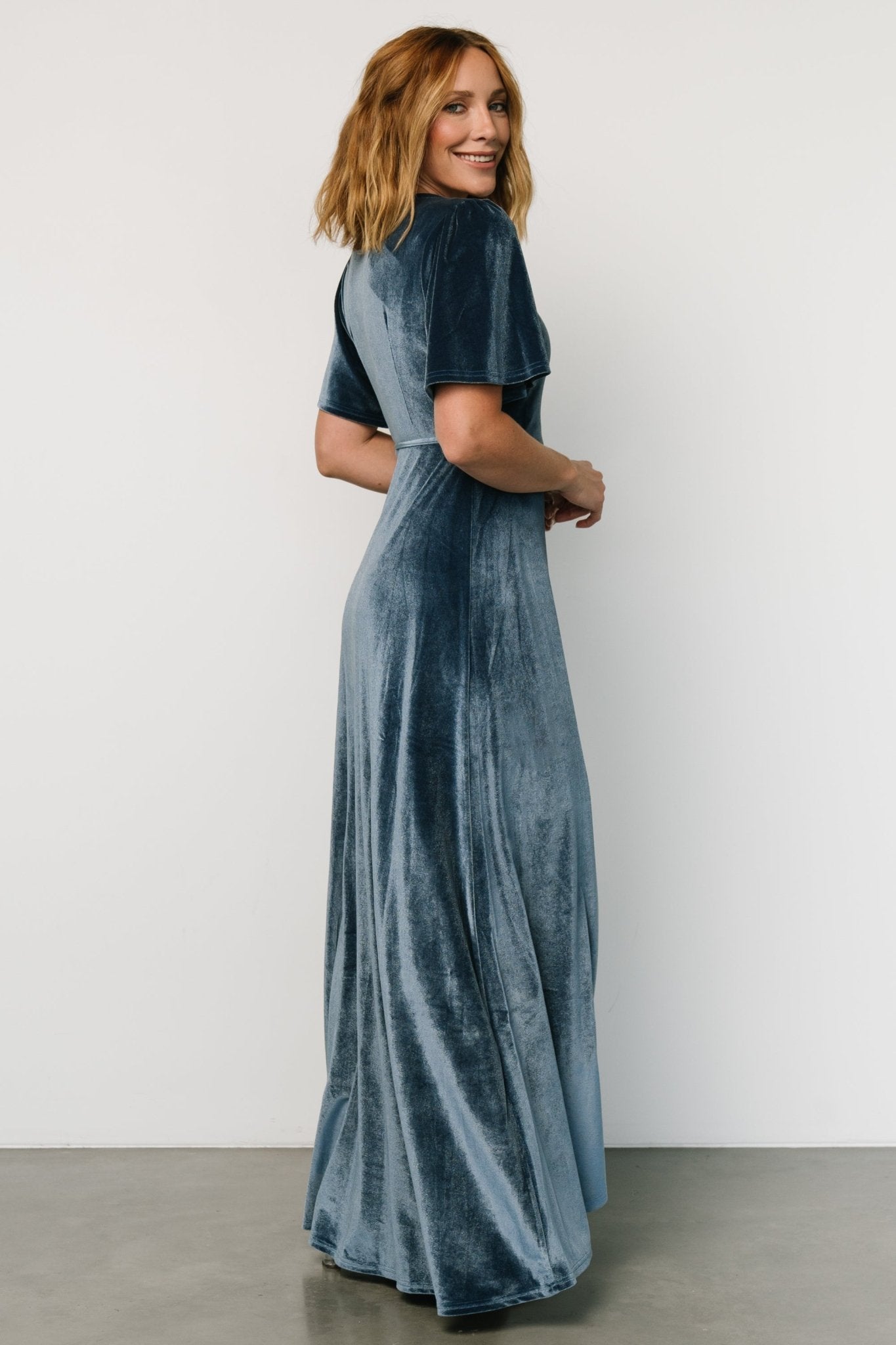 Katelyn Velvet Maxi Wrap Dress | Blue Discounts