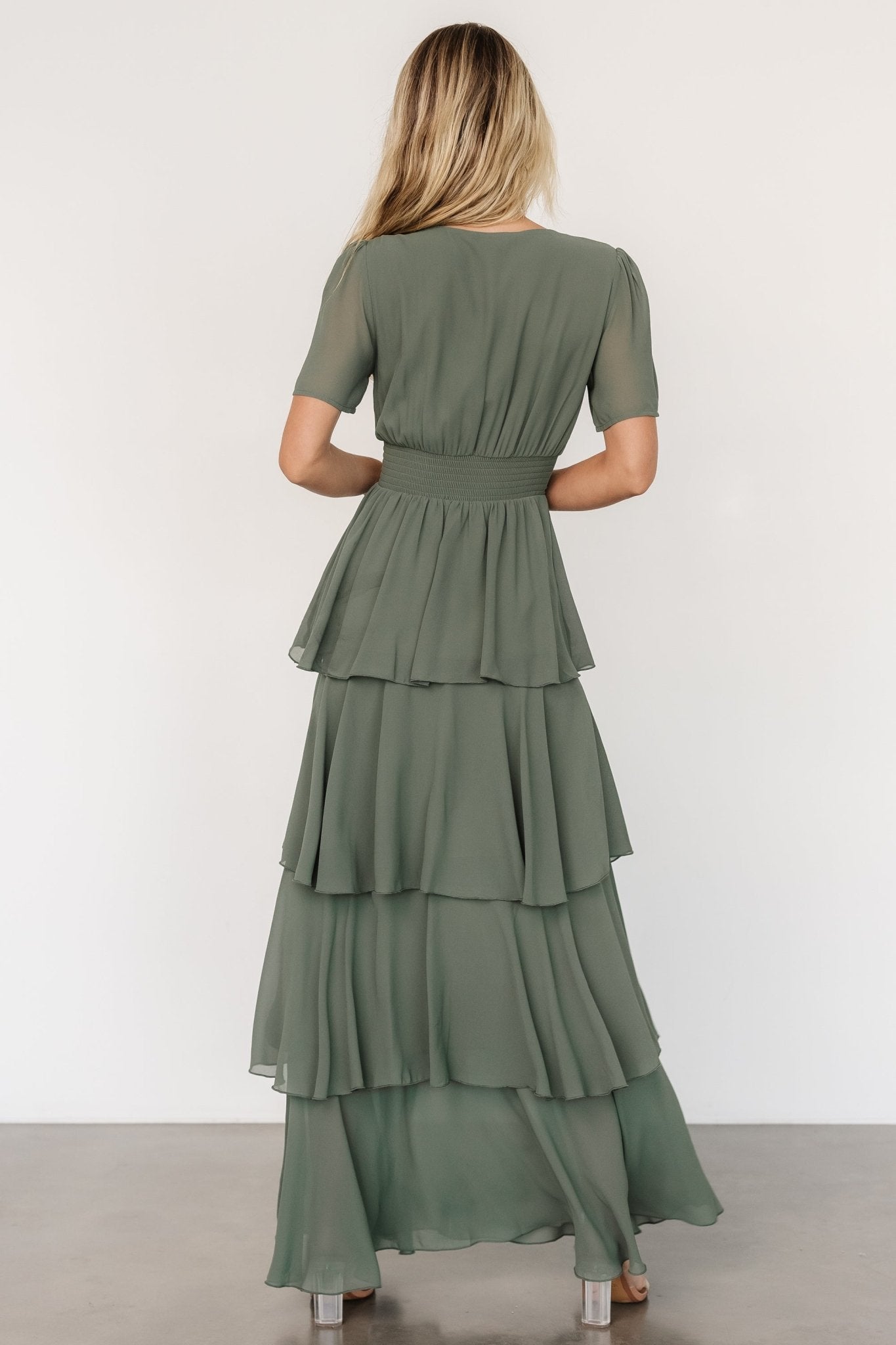 Montaigne Ruffle Maxi Dress | Dark Sage Deals