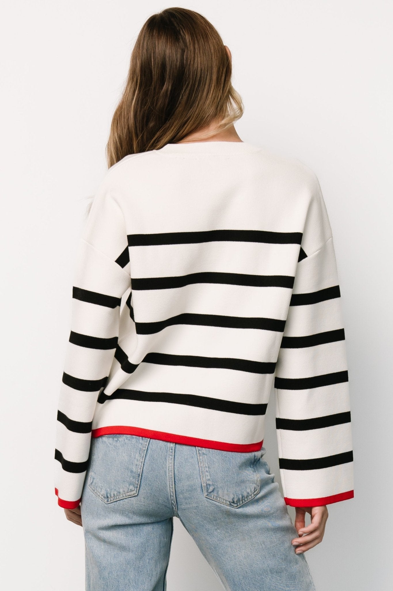 Madilyn Striped Sweater | Off White + Black Free Shipping 2025 New