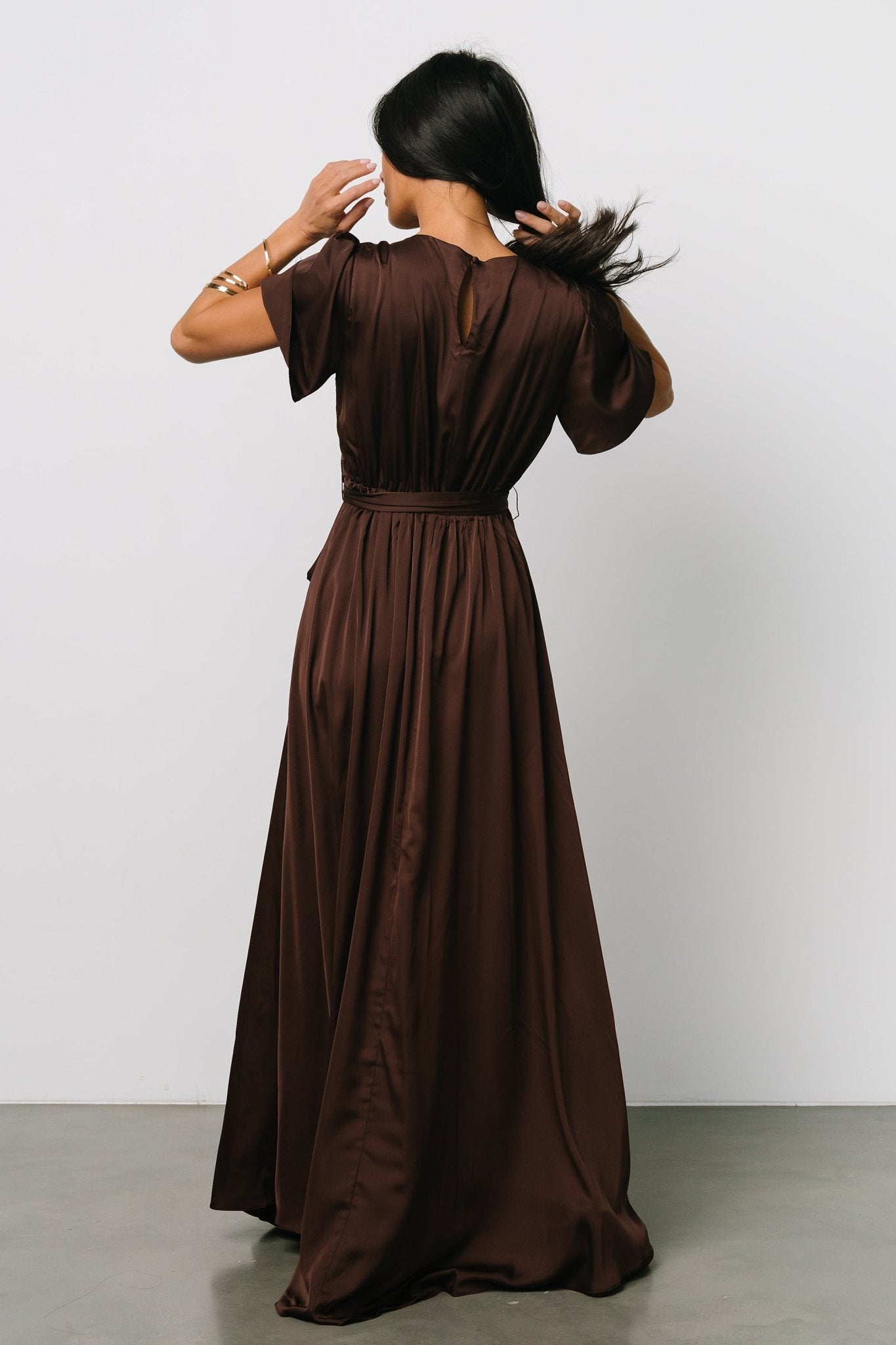 Agnes Satin Maxi Dress | Espresso Cheap